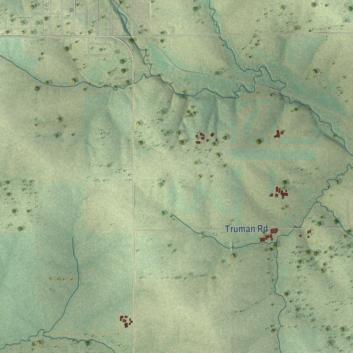 Second close-up of the map of Elk Grove, Wisconsin print showing more streets and buildings