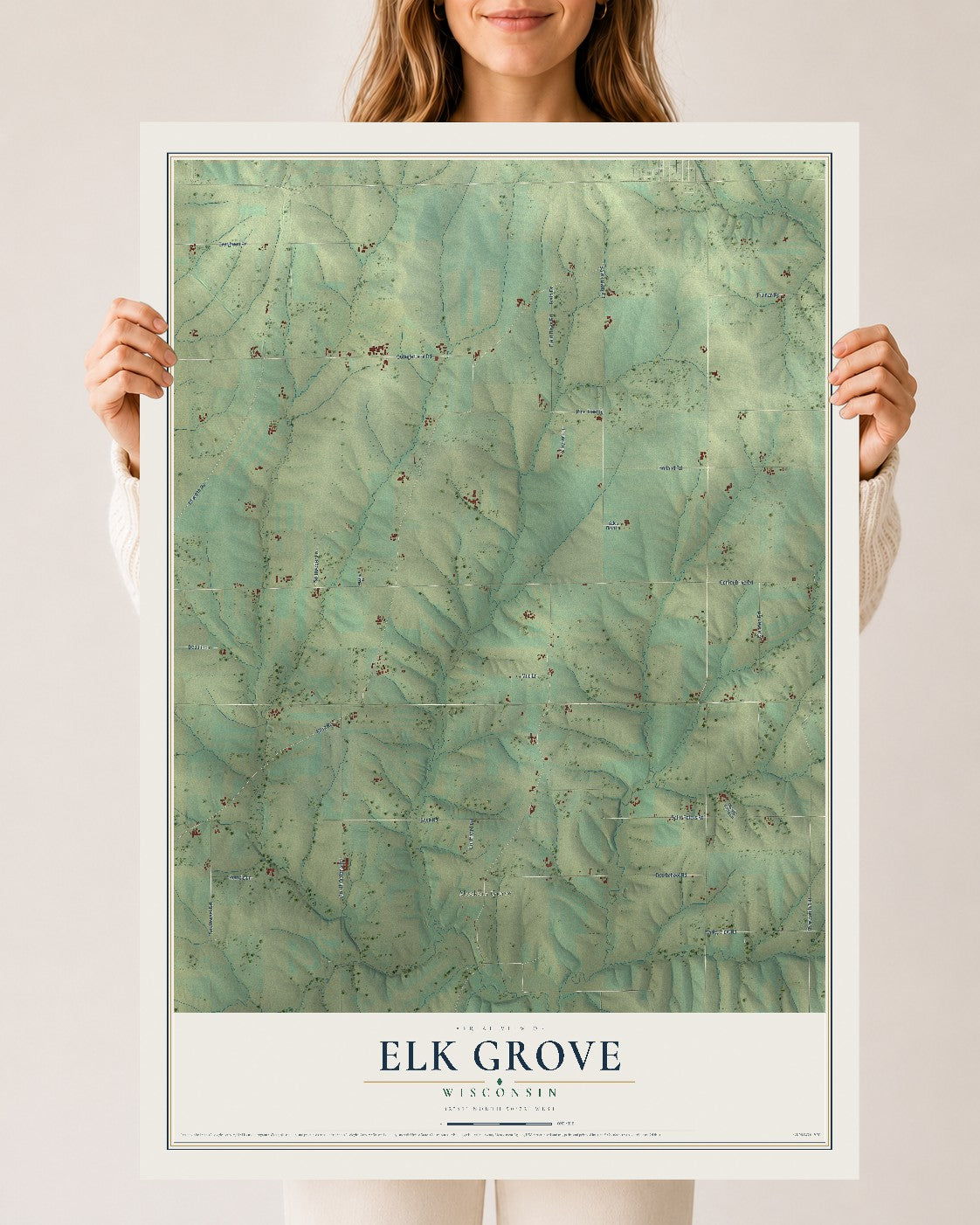Map of Elk Grove, Wisconsin, 24 x 36 inch unframed archival matte print