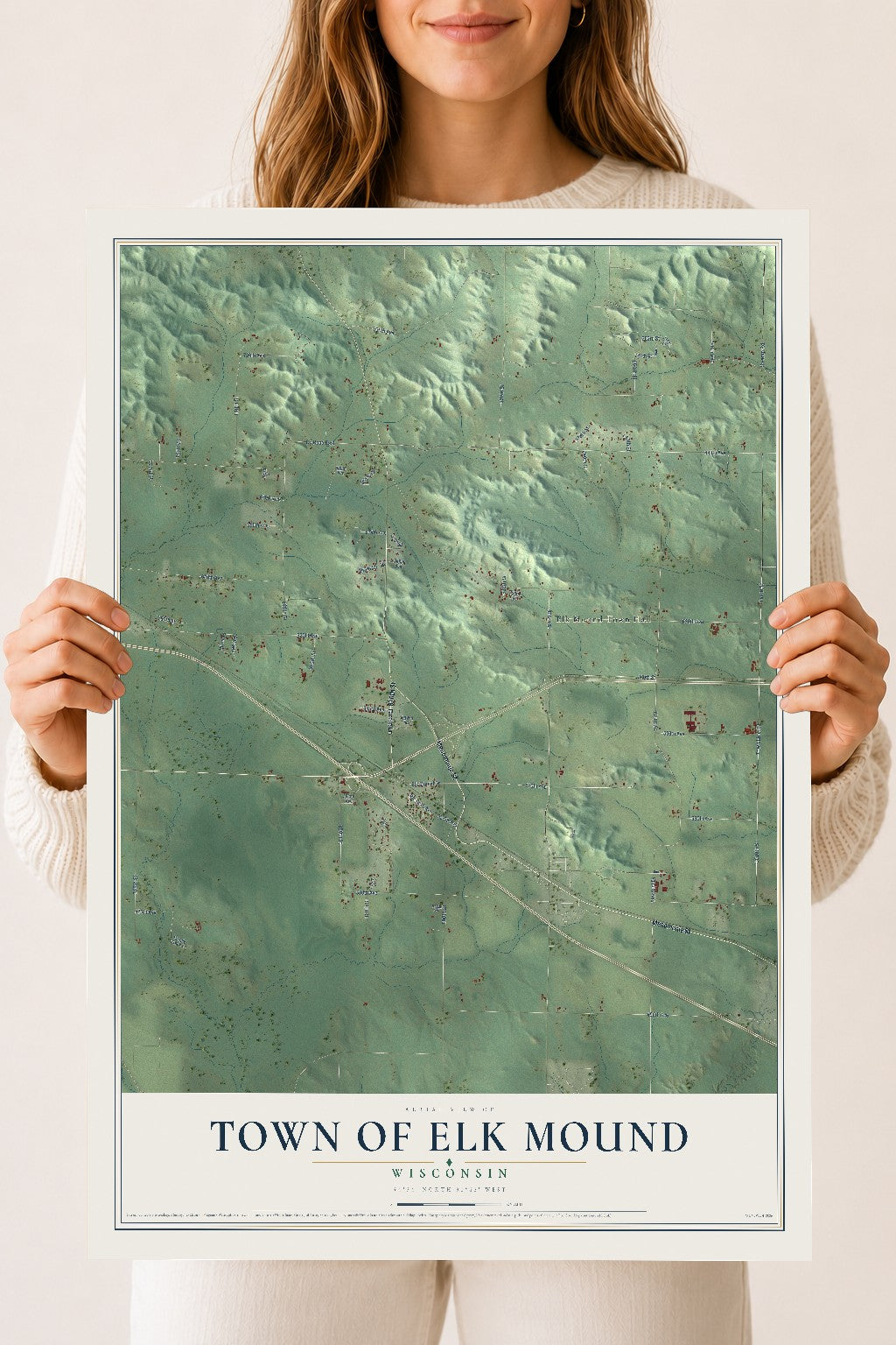 Map of the Town of Elk Mound, Wisconsin, 18 x 24 inch unframed archival matte print