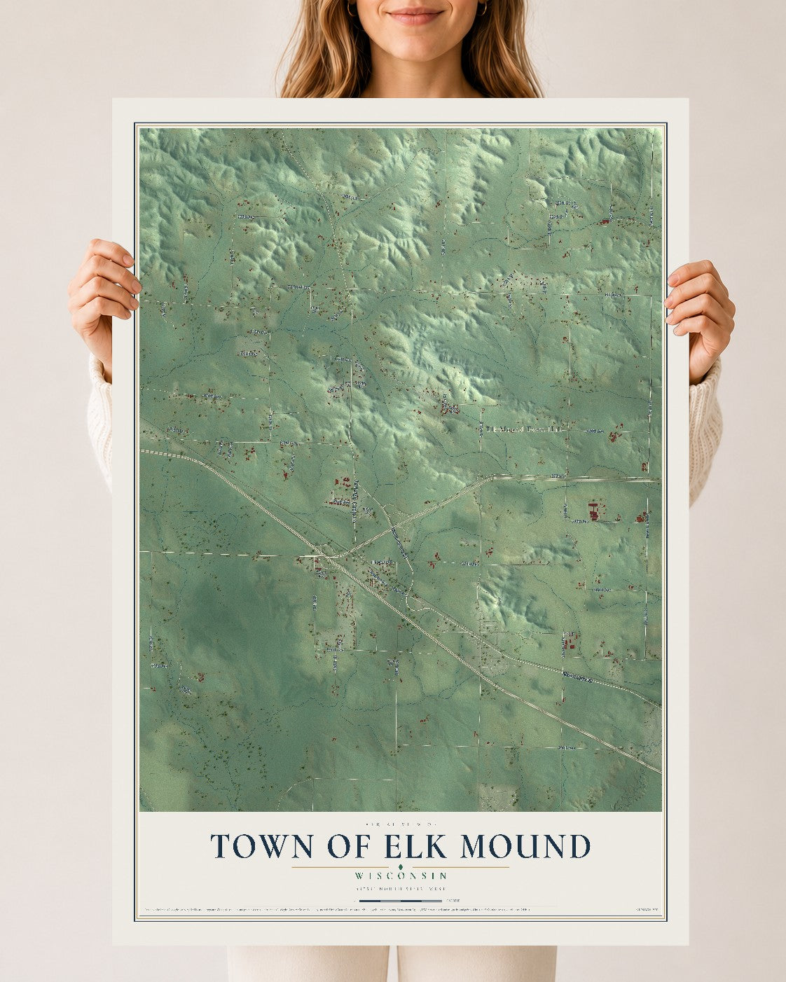 Map of the Town of Elk Mound, Wisconsin, 24 x 36 inch unframed archival matte print