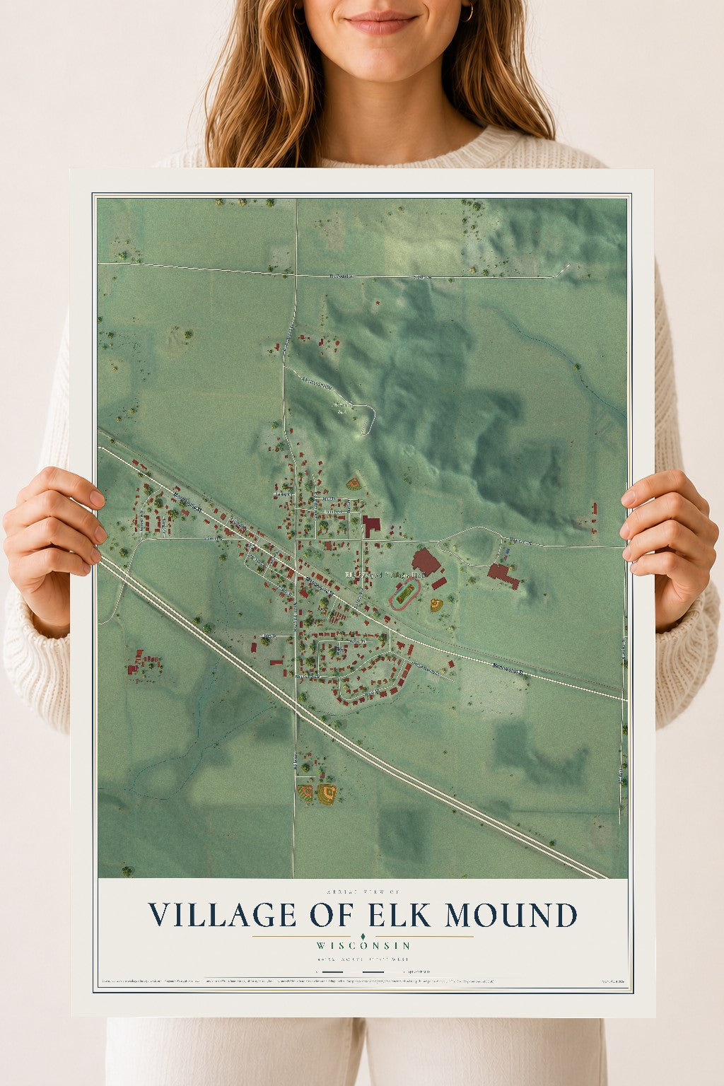 Map of Elk Mound, Wisconsin, 18 x 24 inch unframed archival matte print