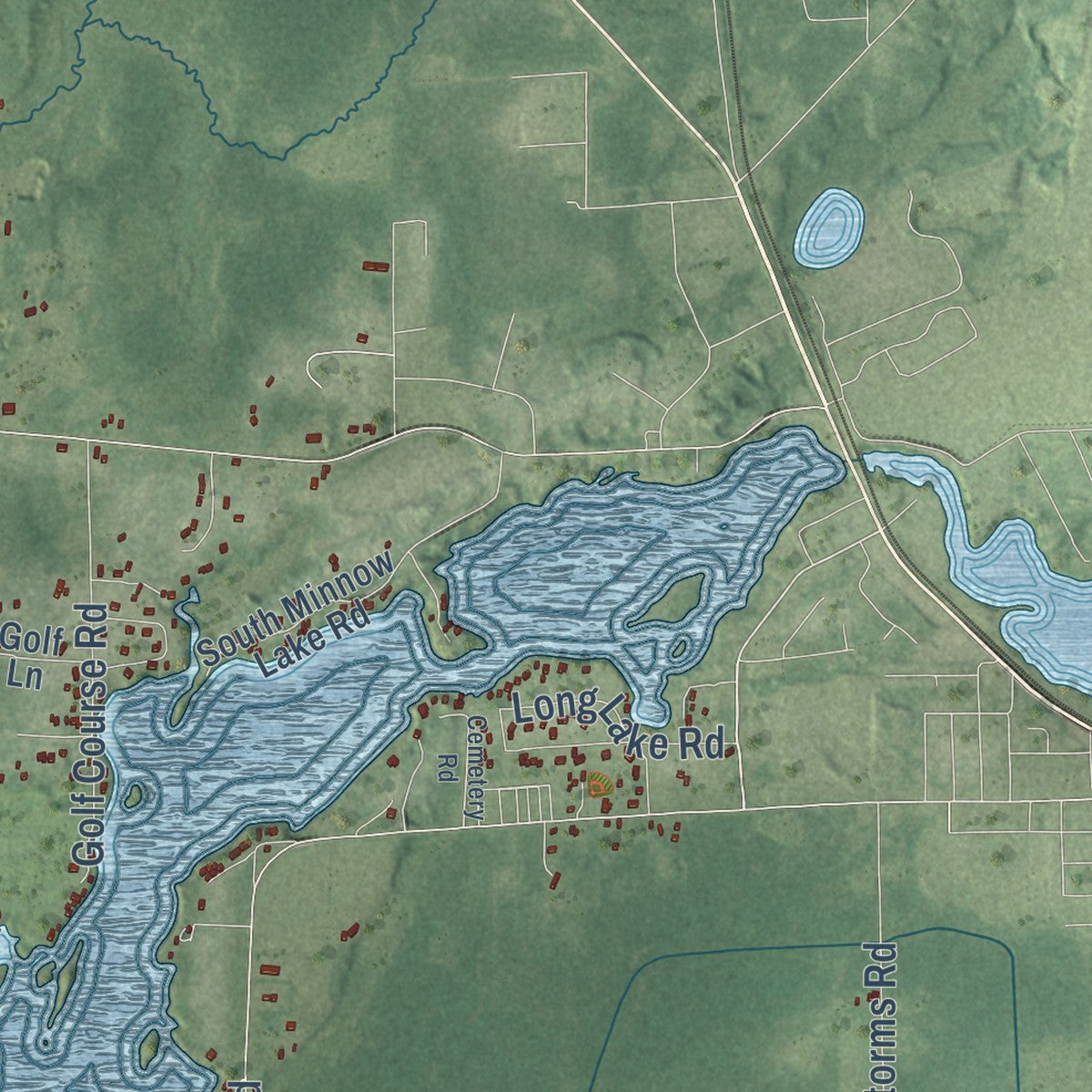 Close-up of the map of Elk, Wisconsin print showing street and building detail