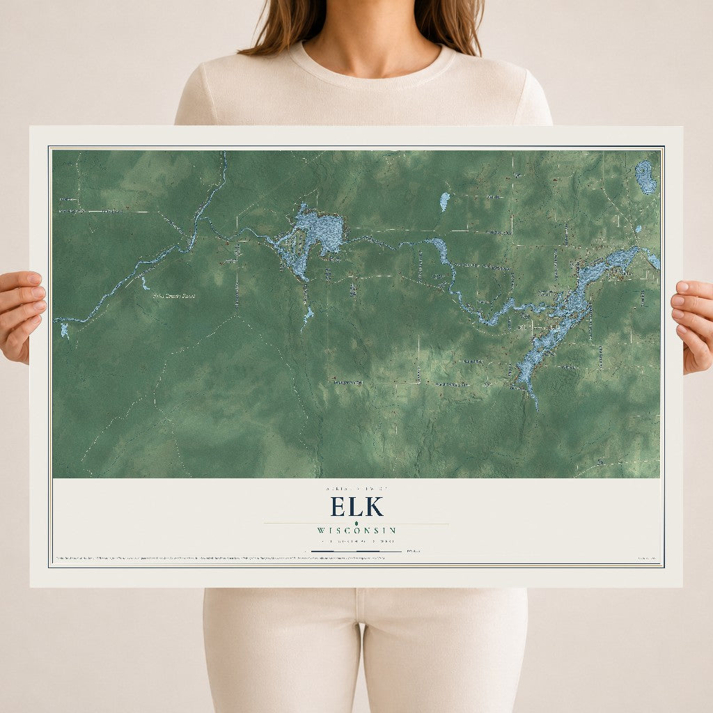 Map of Elk, Wisconsin, 18 x 24 inch unframed archival matte print