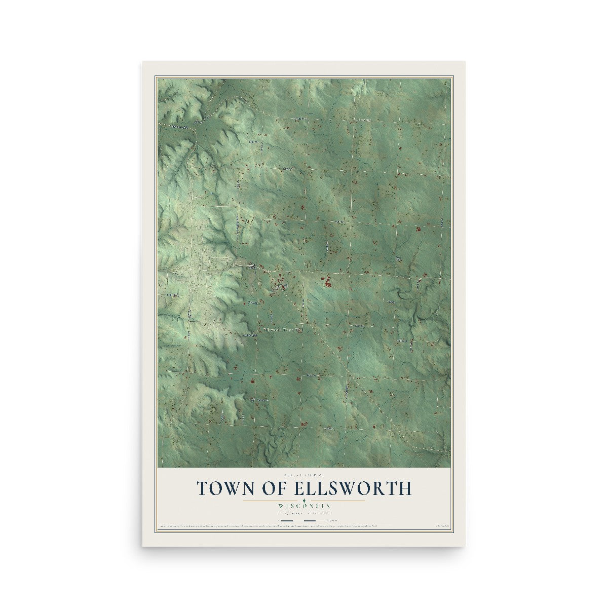 Map of the Town of Ellsworth, Wisconsin, 12 x 18 inch unframed archival matte print
