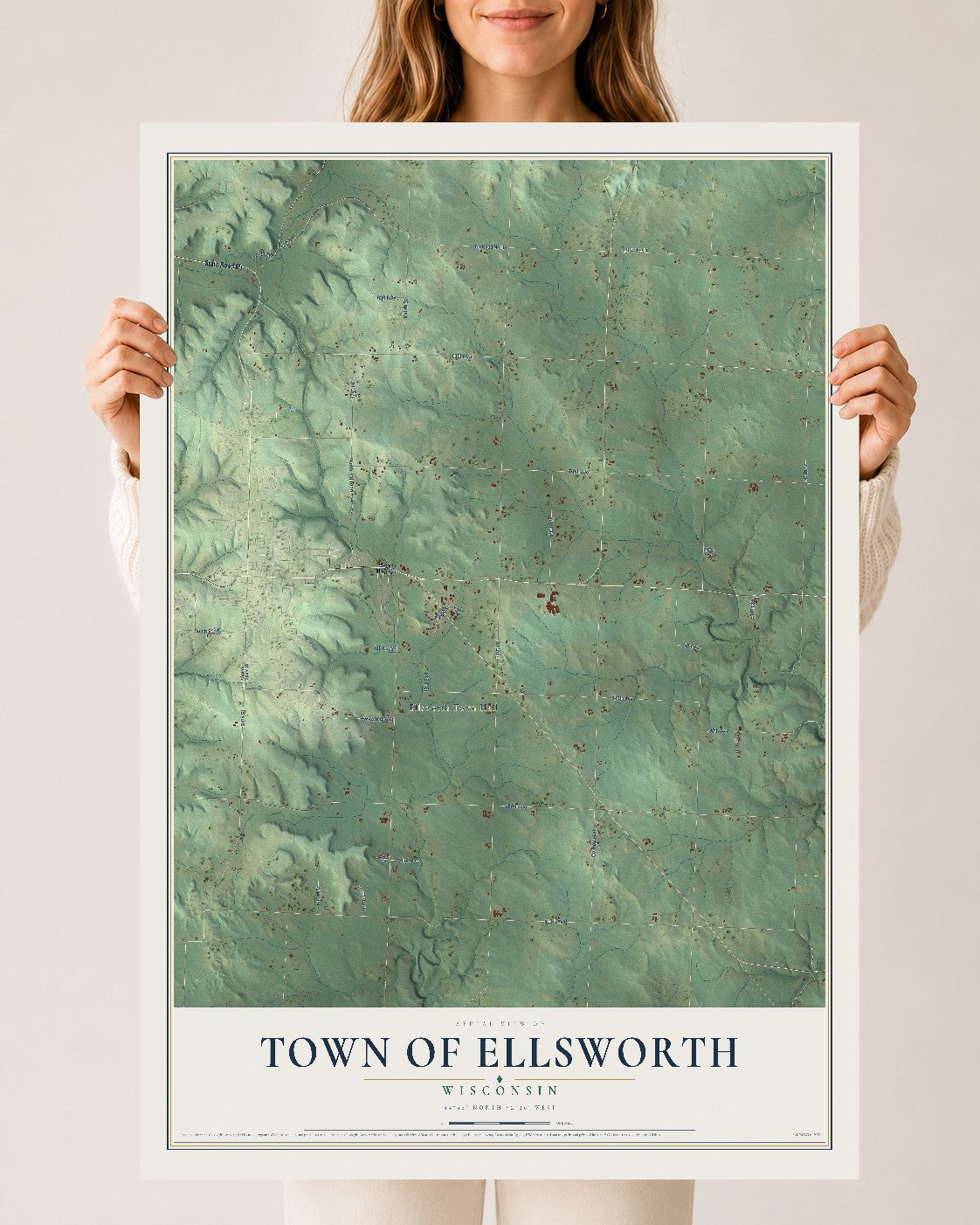 Map of the Town of Ellsworth, Wisconsin, 24 x 36 inch unframed archival matte print