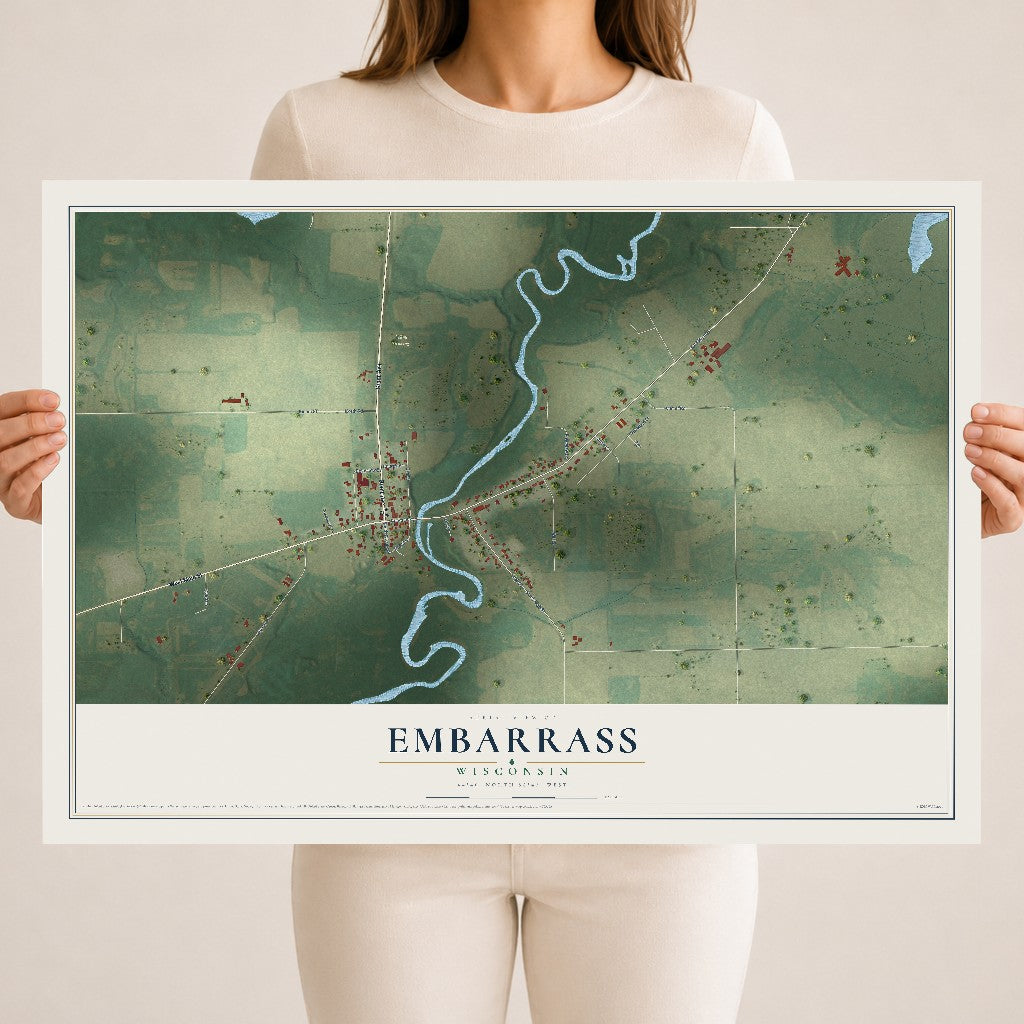 Map of Embarrass, Wisconsin, 18 x 24 inch unframed archival matte print