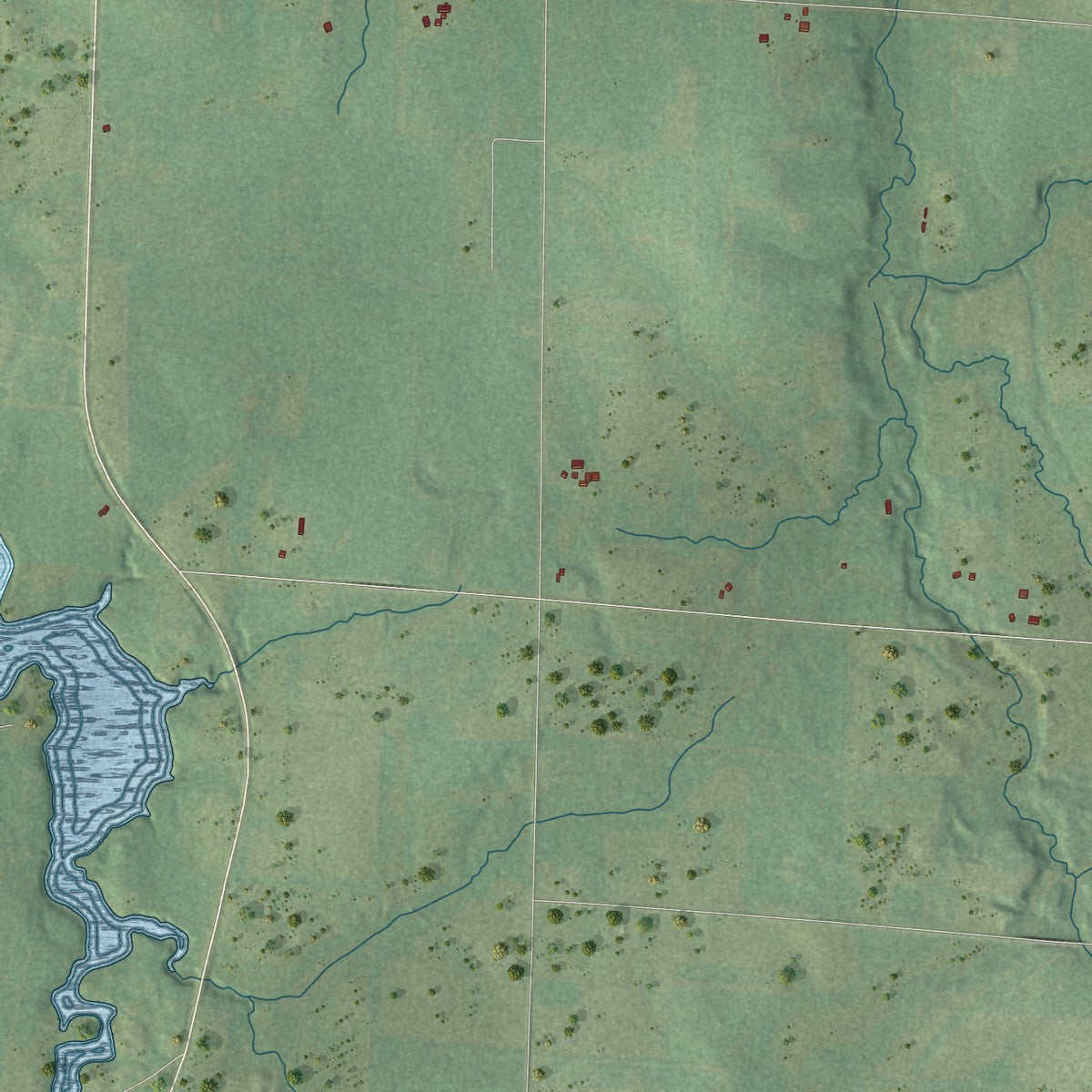Close-up of the map of Emerald, Wisconsin print showing street and building detail