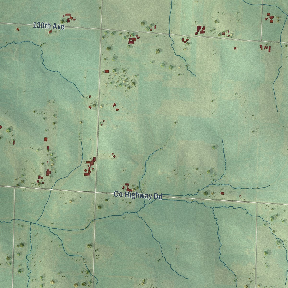 Second close-up of the map of Emerald, Wisconsin print showing more streets and buildings