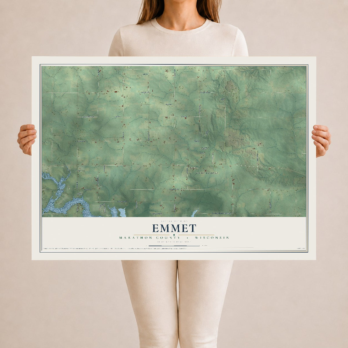 Map of Emmet, Marathon County, Wisconsin, 24 x 36 inch unframed archival matte print