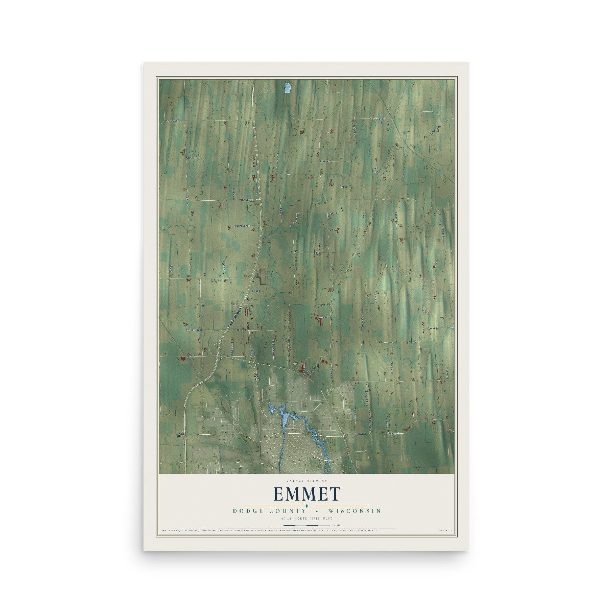 Map of Emmet, Dodge County, Wisconsin, 12 x 18 inch unframed archival matte print