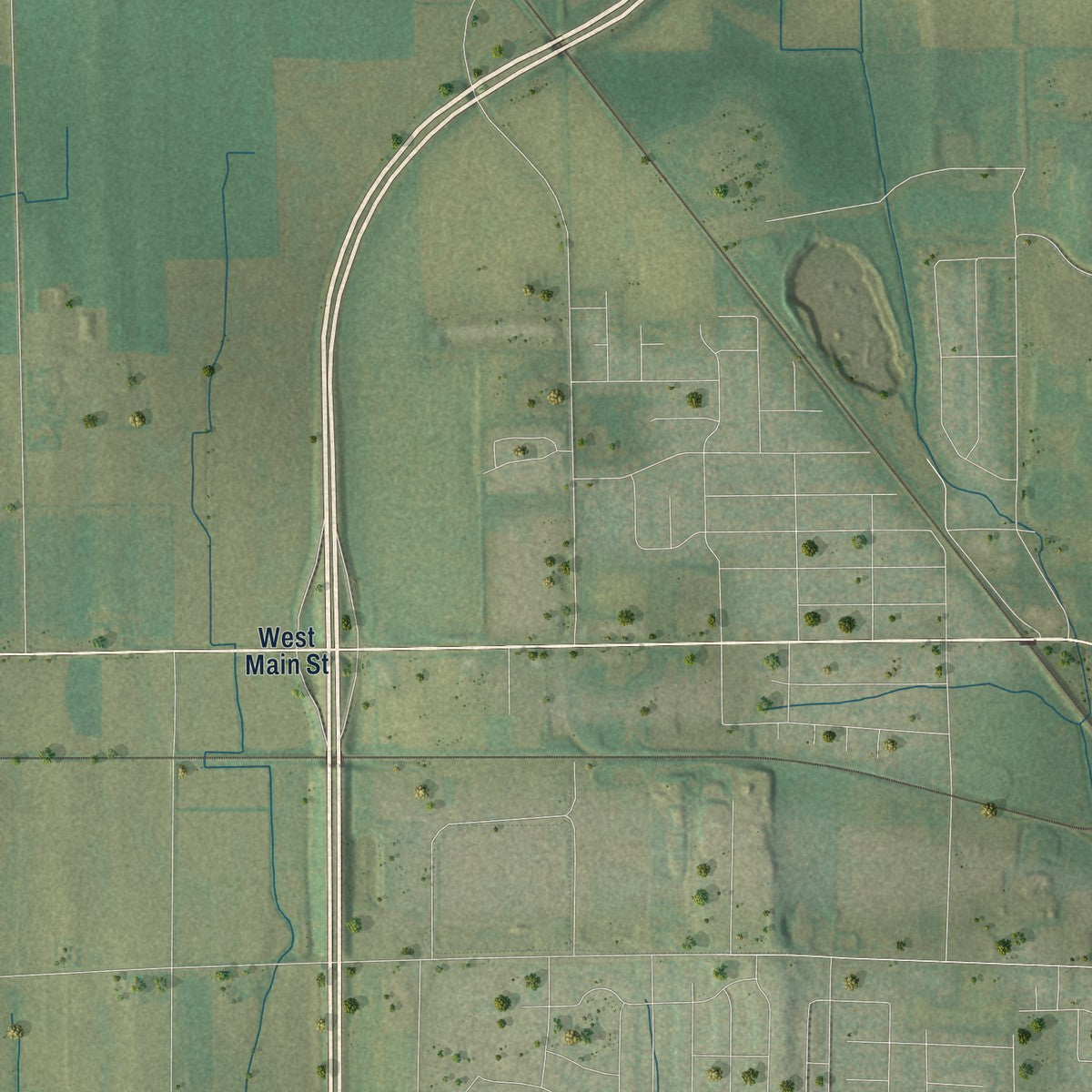 Second close-up of the map of Emmet, Dodge County, Wisconsin print showing more streets and buildings