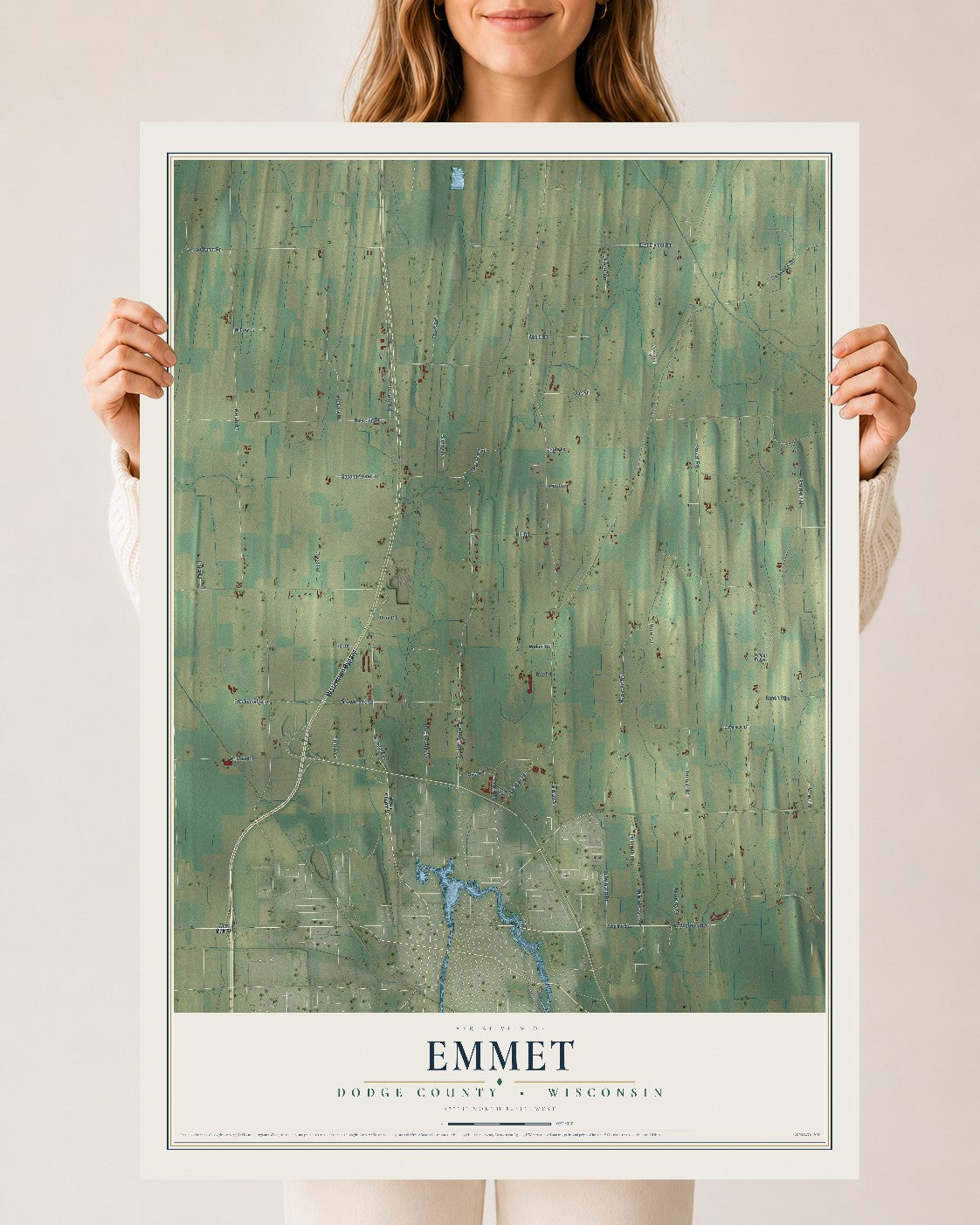 Map of Emmet, Dodge County, Wisconsin, 24 x 36 inch unframed archival matte print
