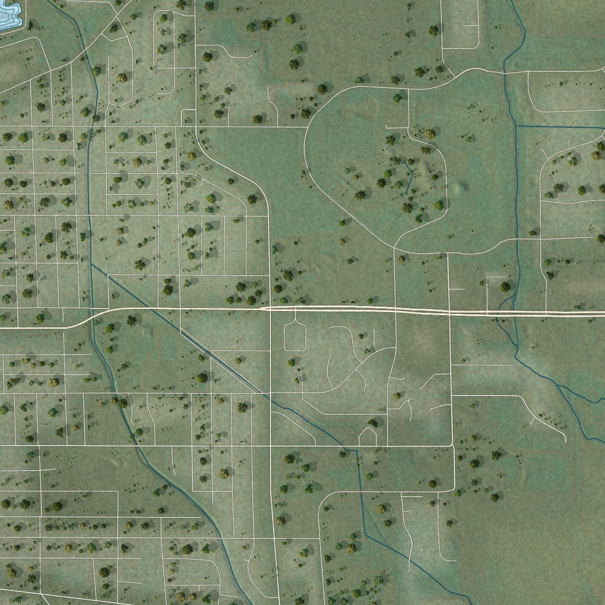 Second close-up of the map of Empire, Wisconsin print showing more streets and buildings