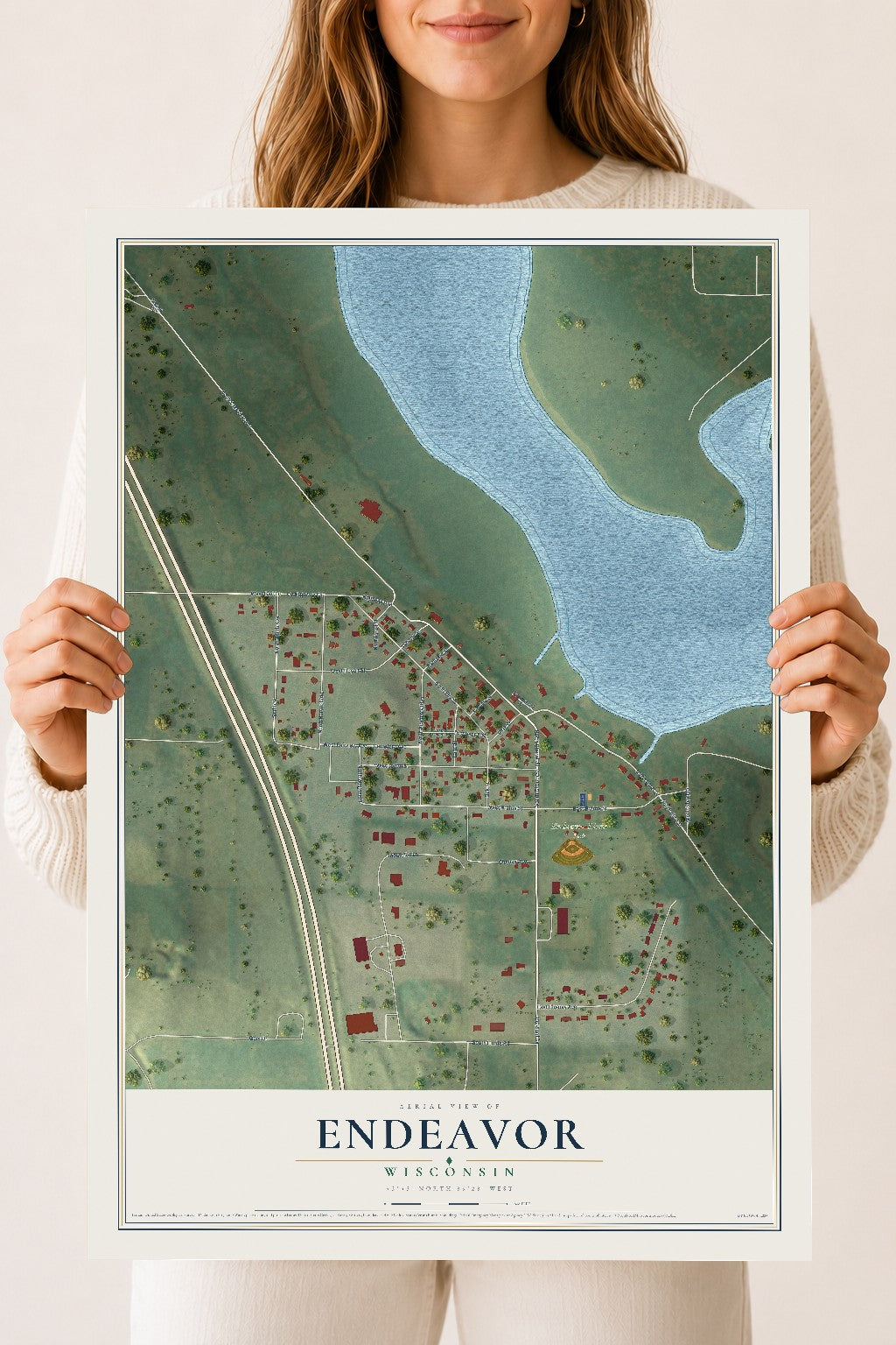 Map of Endeavor, Wisconsin, 18 x 24 inch unframed archival matte print