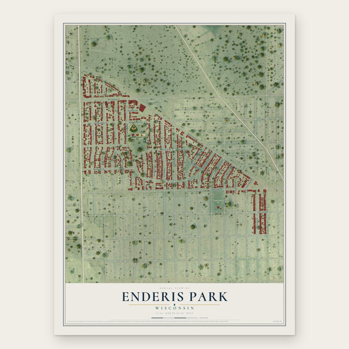 Enderis Park, Wisconsin map print, the full design