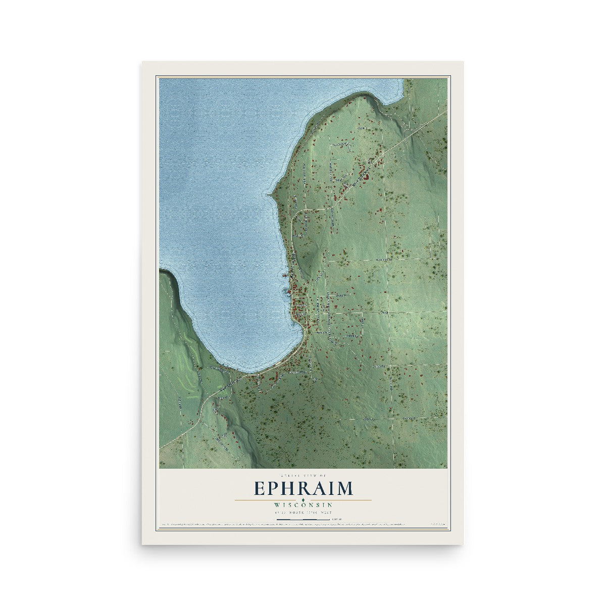 Map of Ephraim, Wisconsin, 12 x 18 inch unframed archival matte print
