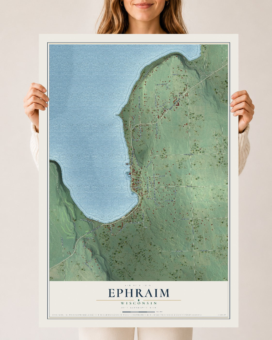 Map of Ephraim, Wisconsin, 24 x 36 inch unframed archival matte print