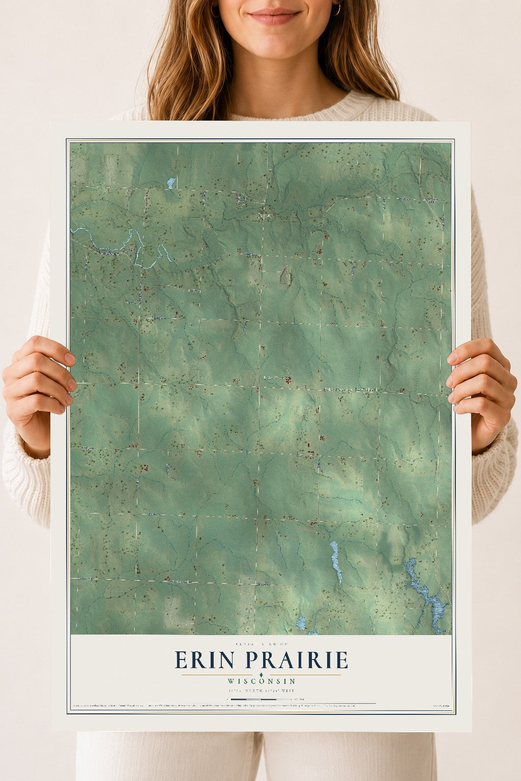 Map of Erin Prairie, Wisconsin, 18 x 24 inch unframed archival matte print