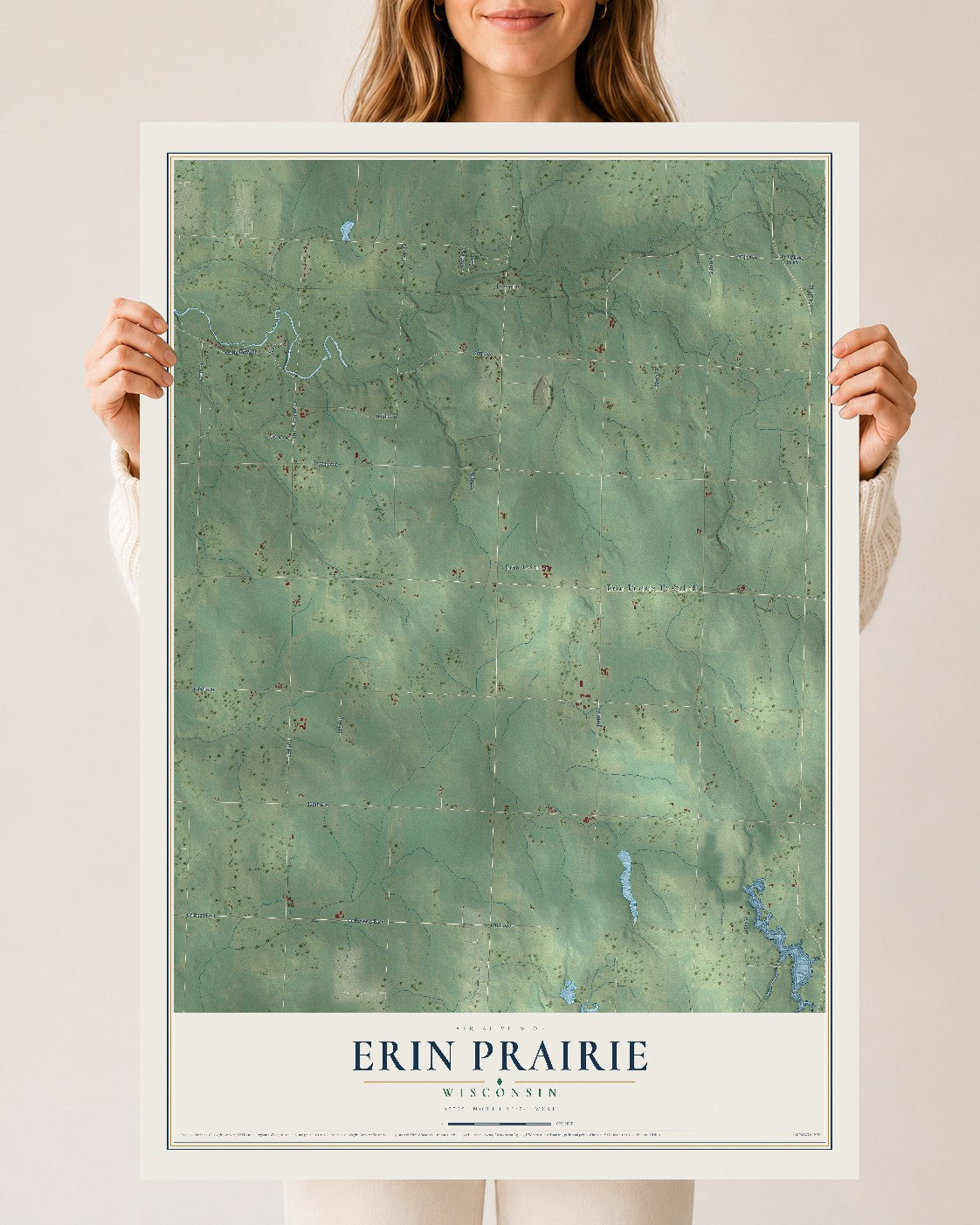 Map of Erin Prairie, Wisconsin, 24 x 36 inch unframed archival matte print