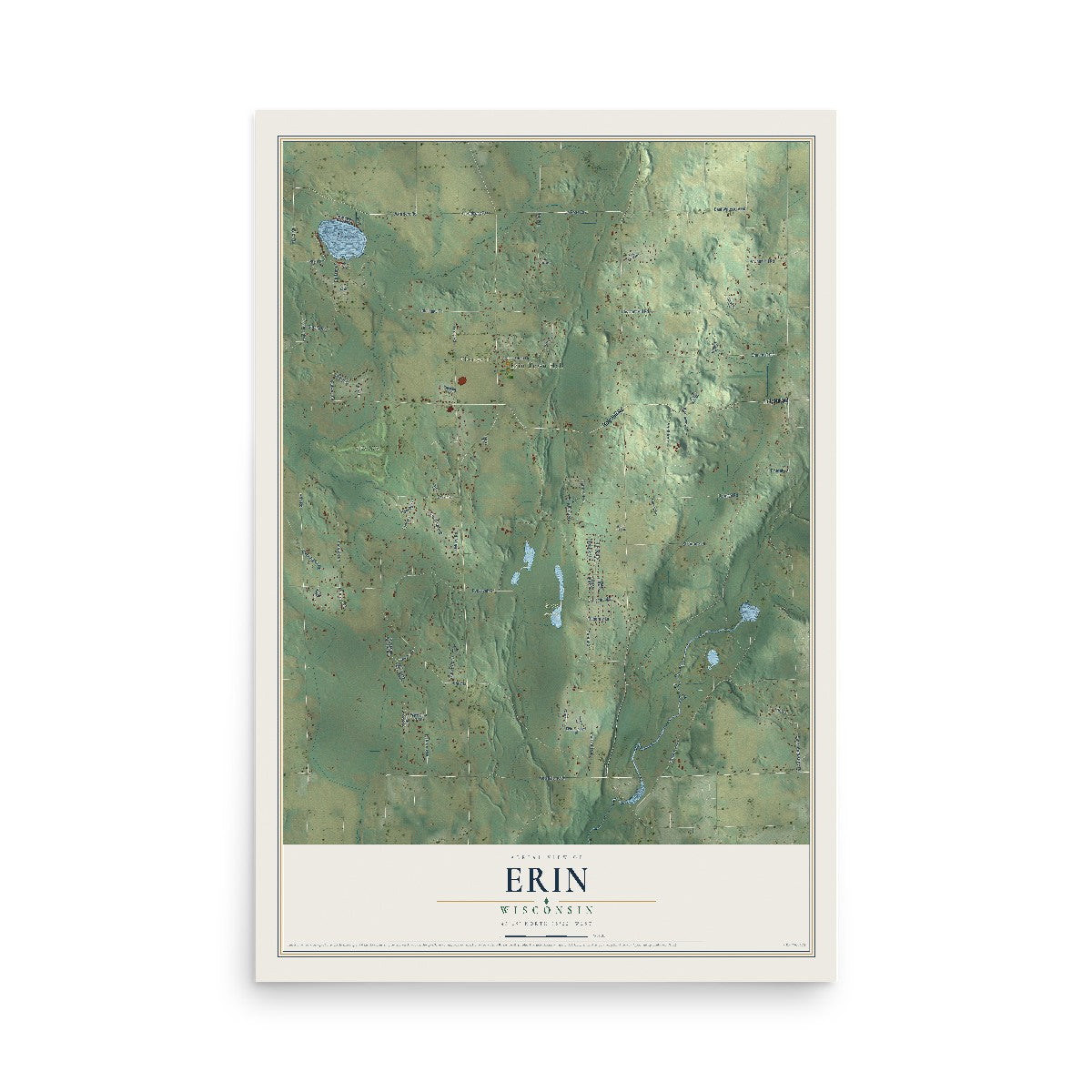 Map of Erin, Wisconsin, 12 x 18 inch unframed archival matte print