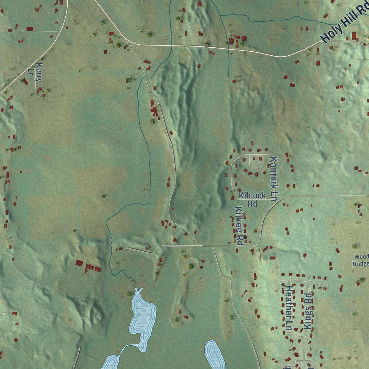 Second close-up of the map of Erin, Wisconsin print showing more streets and buildings