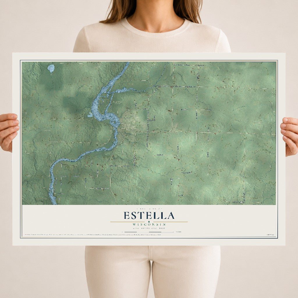 Map of Estella, Wisconsin, 18 x 24 inch unframed archival matte print