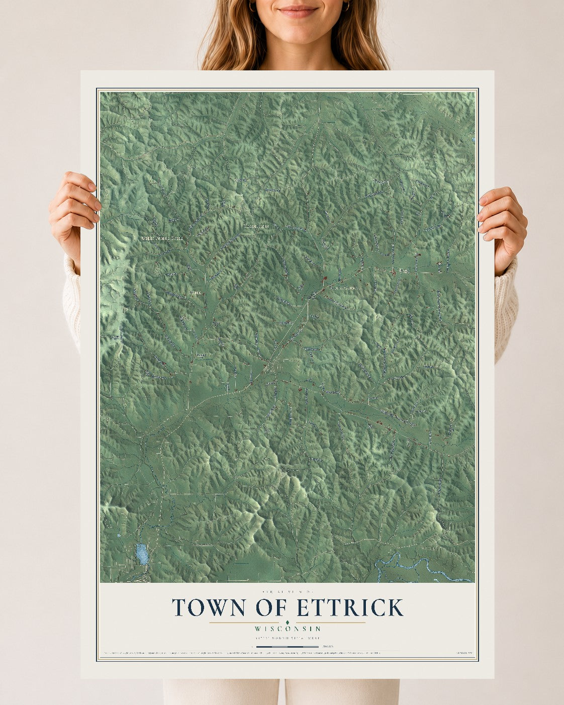 Map of the Town of Ettrick, Wisconsin, 24 x 36 inch unframed archival matte print