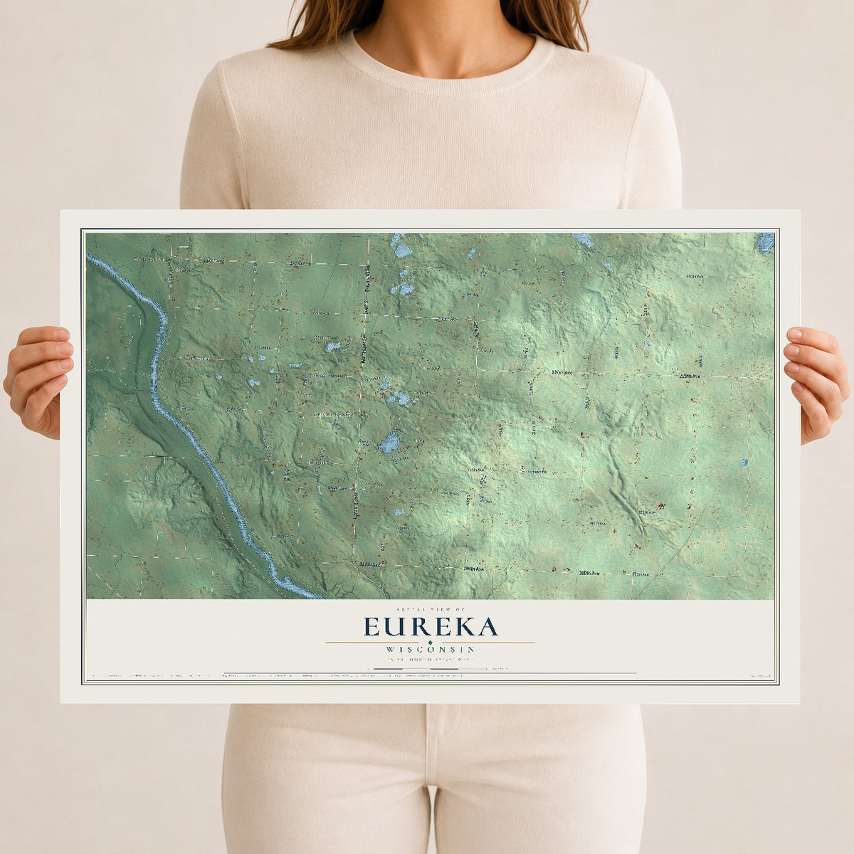Map of Eureka, Wisconsin, 12 x 18 inch unframed archival matte print