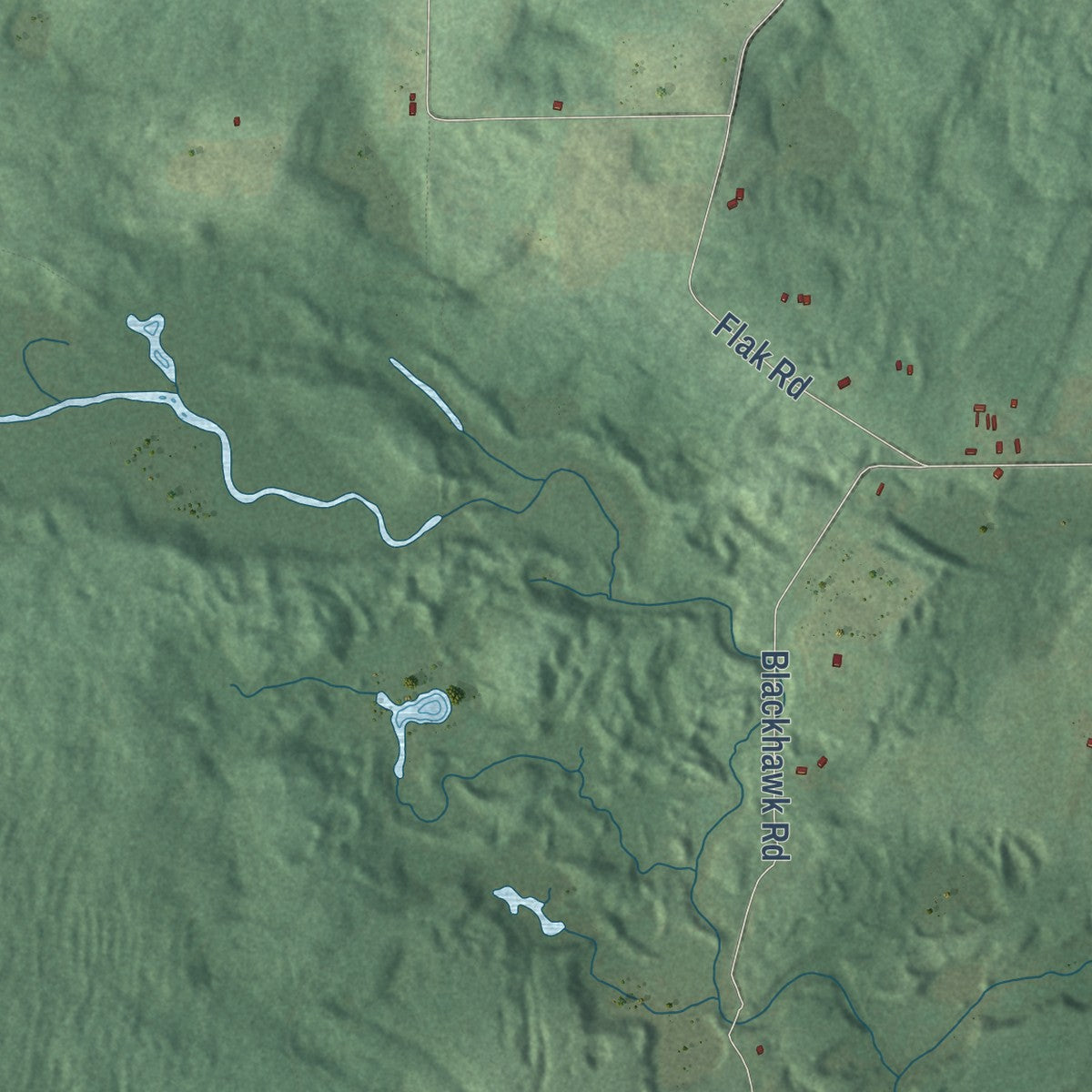 Second close-up of the map of Evergreen, Langlade County, Wisconsin print showing more streets and buildings