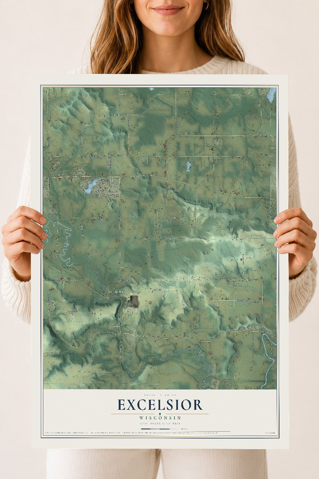 Map of Excelsior, Wisconsin, 18 x 24 inch unframed archival matte print