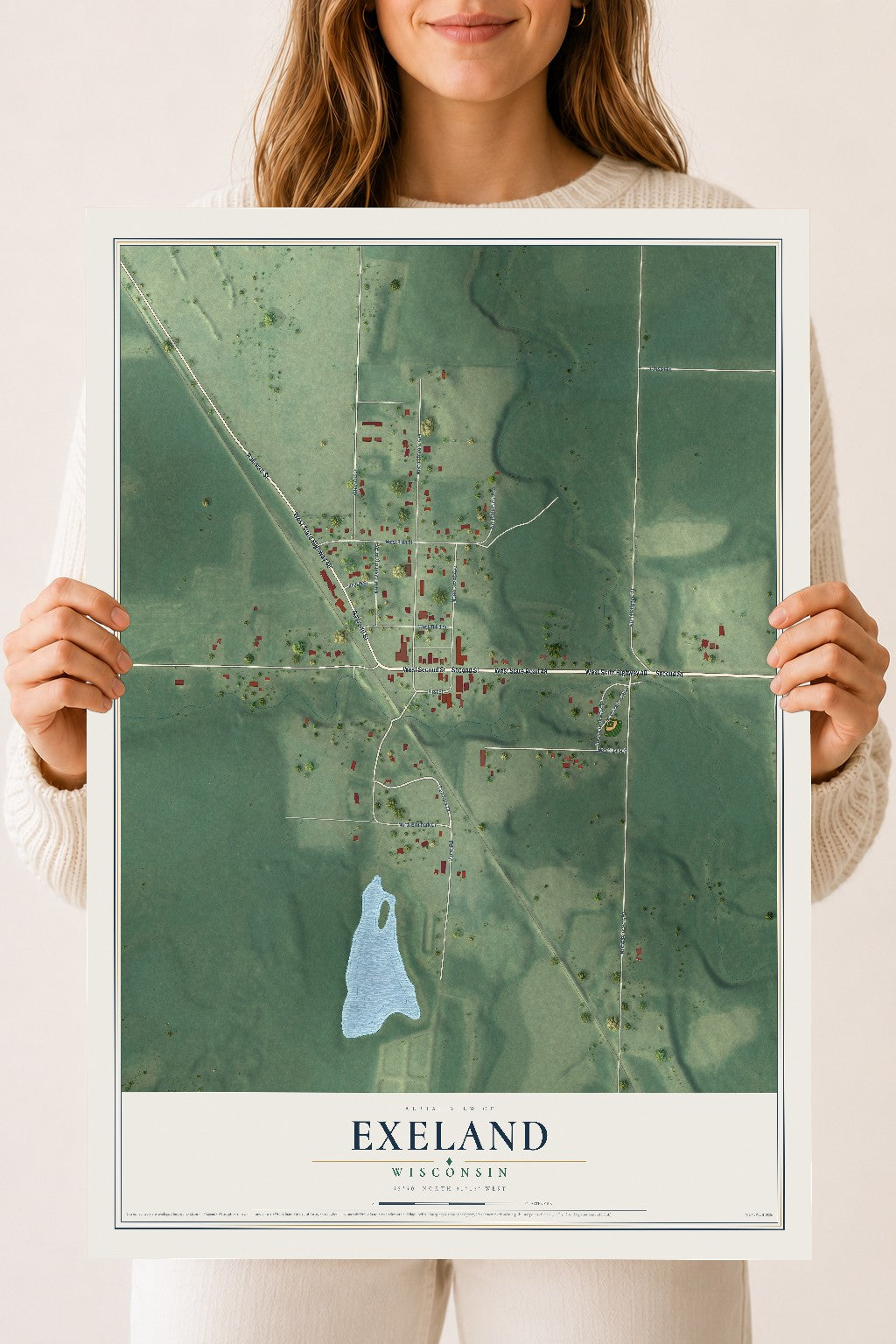 Map of Exeland, Wisconsin, 18 x 24 inch unframed archival matte print