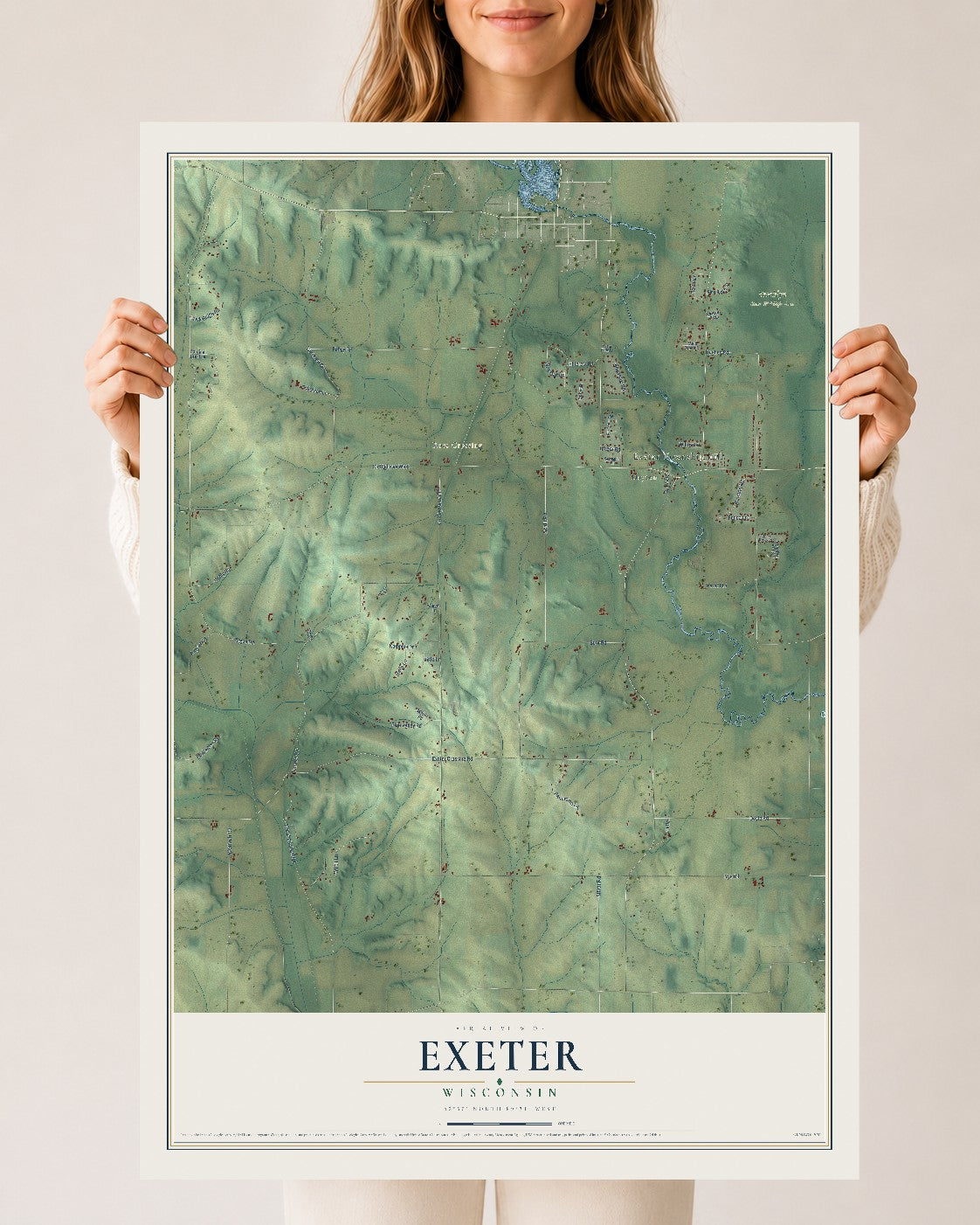 Map of Exeter, Wisconsin, 24 x 36 inch unframed archival matte print