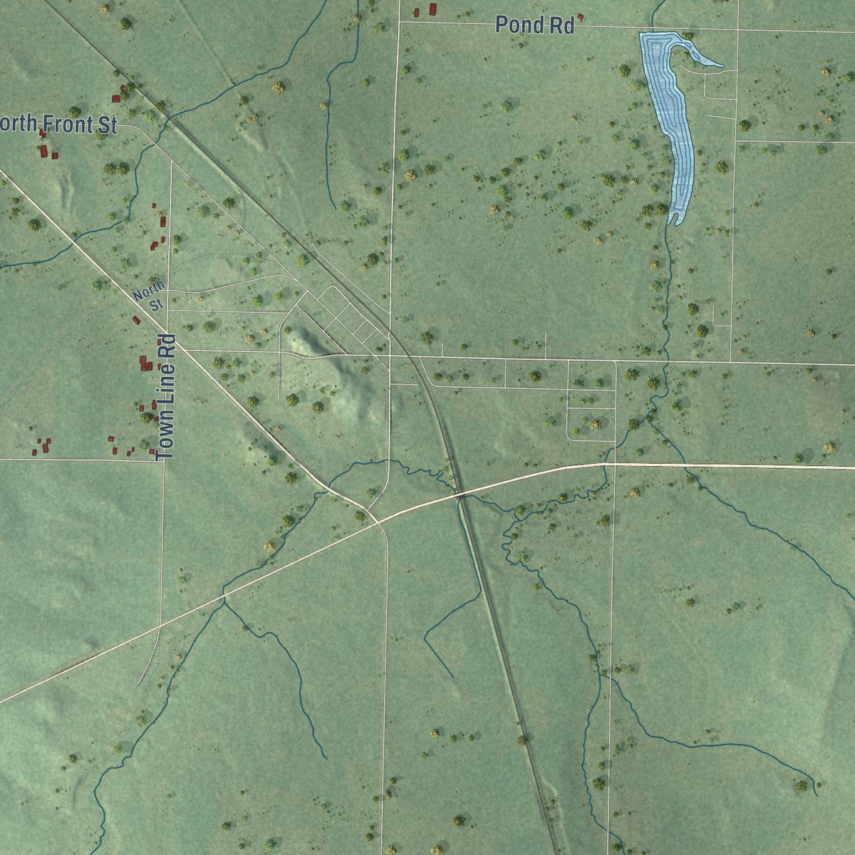 Second close-up of the map of the Town of Fairchild, Wisconsin print showing more streets and buildings