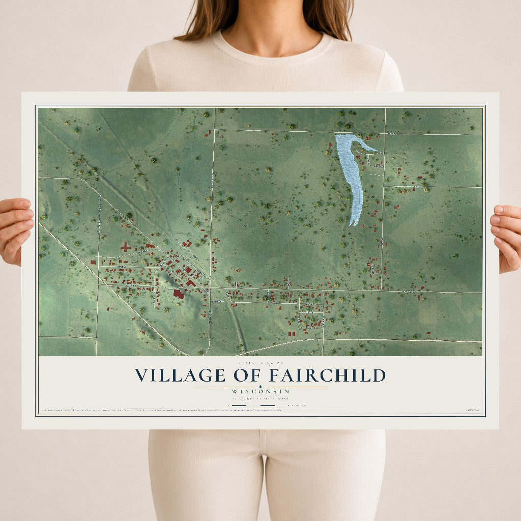 Map of Fairchild, Wisconsin, 18 x 24 inch unframed archival matte print