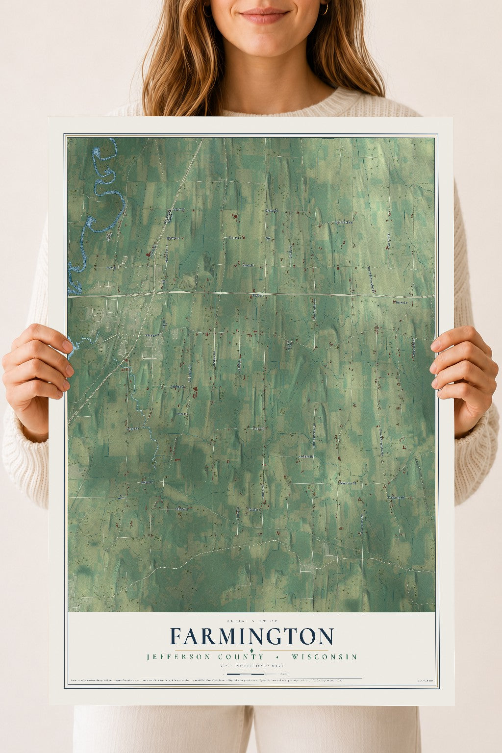 Map of Farmington, Jefferson County, Wisconsin, 18 x 24 inch unframed archival matte print