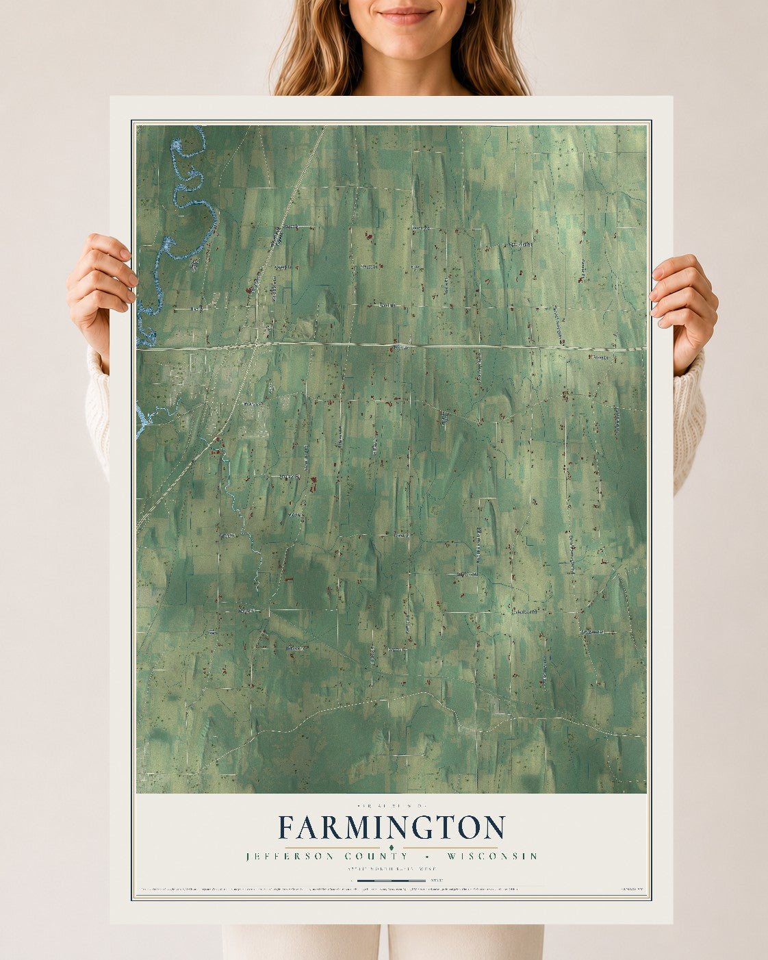 Map of Farmington, Jefferson County, Wisconsin, 24 x 36 inch unframed archival matte print