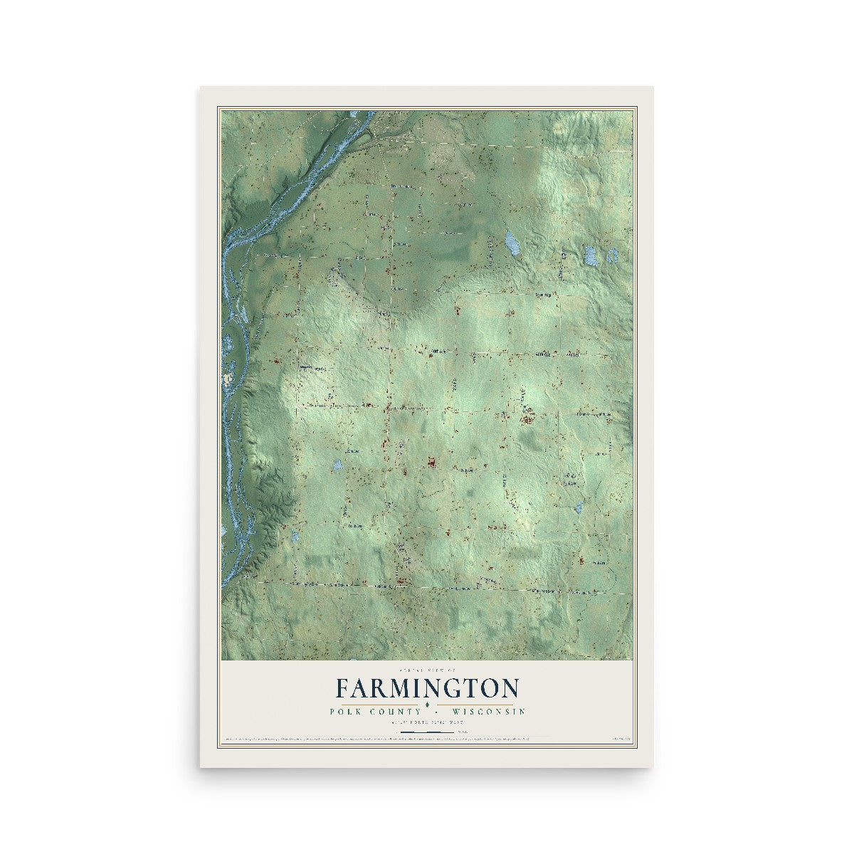 Map of Farmington, Polk County, Wisconsin, 12 x 18 inch unframed archival matte print
