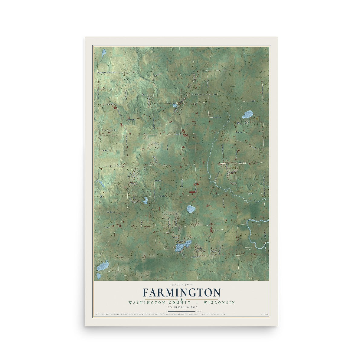Map of Farmington, Washington County, Wisconsin, 12 x 18 inch unframed archival matte print