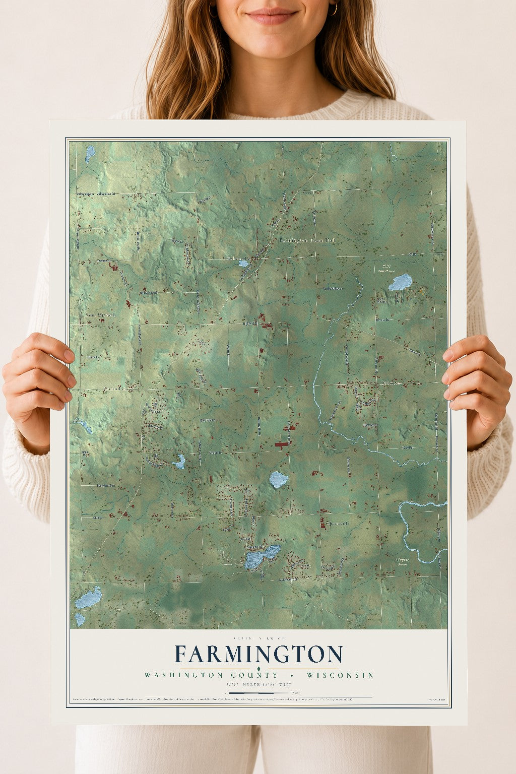 Map of Farmington, Washington County, Wisconsin, 18 x 24 inch unframed archival matte print