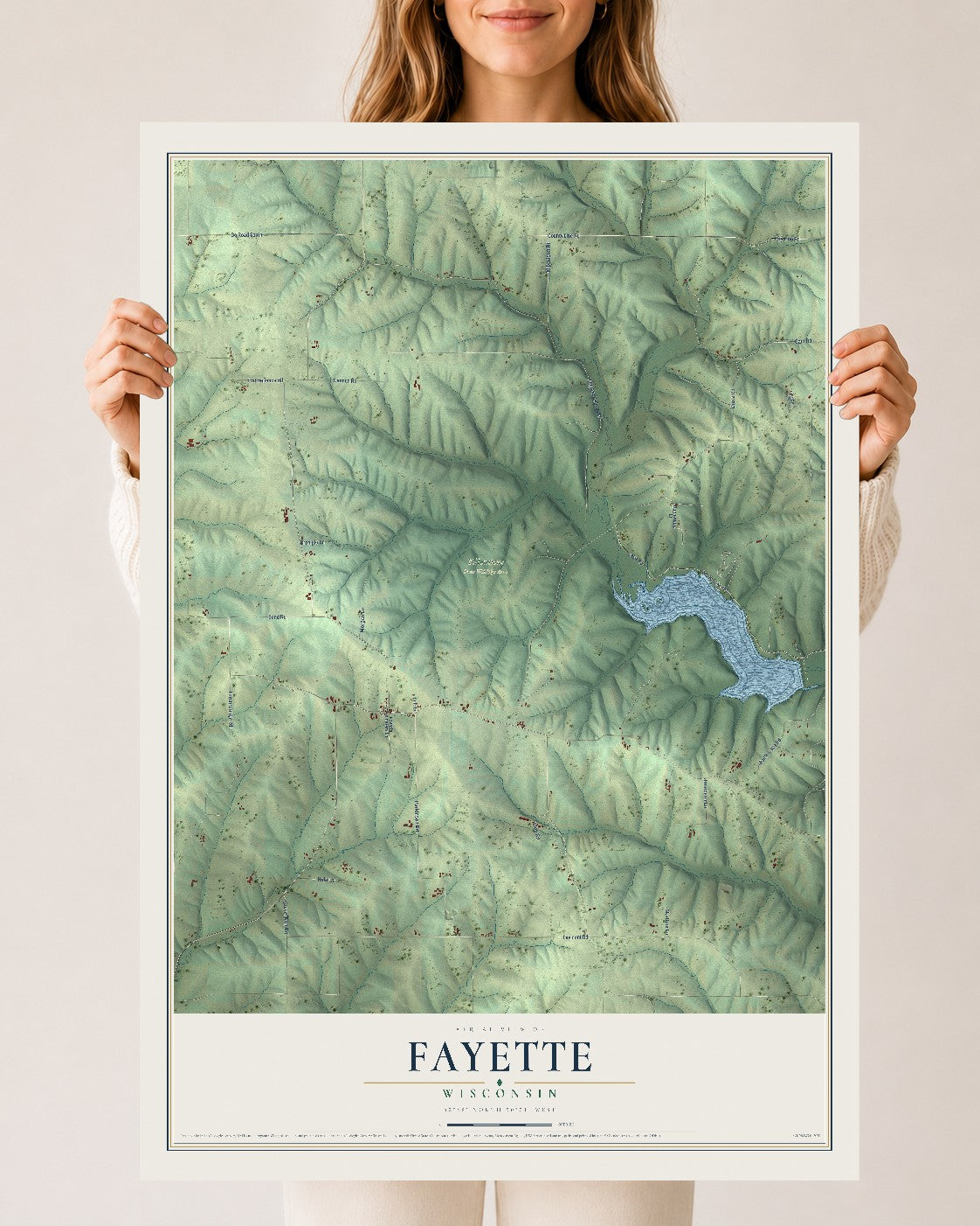 Map of Fayette, Wisconsin, 24 x 36 inch unframed archival matte print