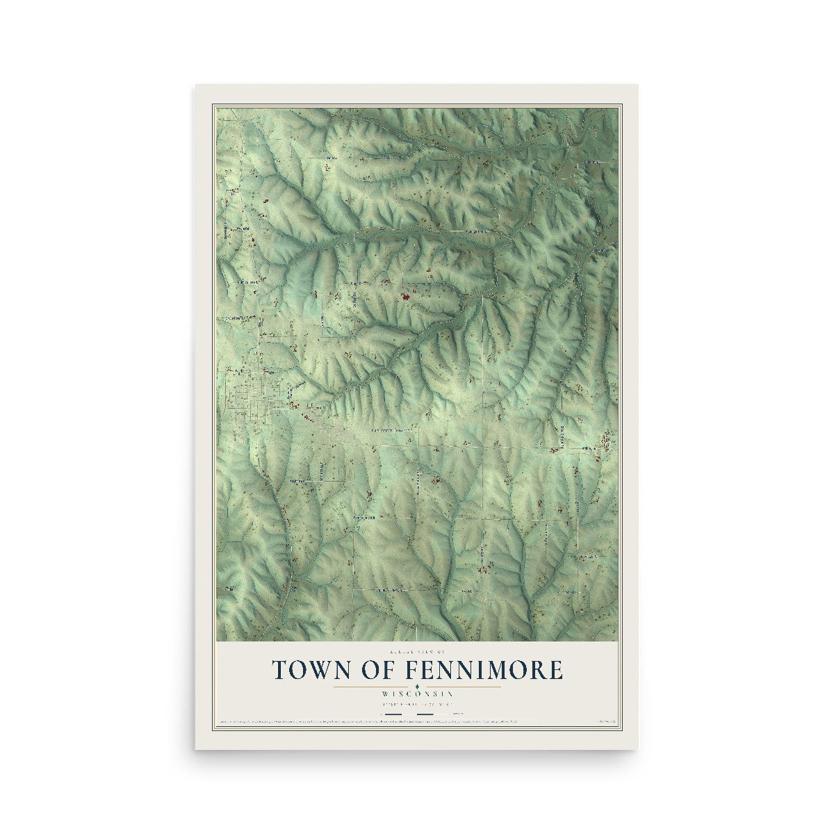 Map of the Town of Fennimore, Wisconsin, 12 x 18 inch unframed archival matte print