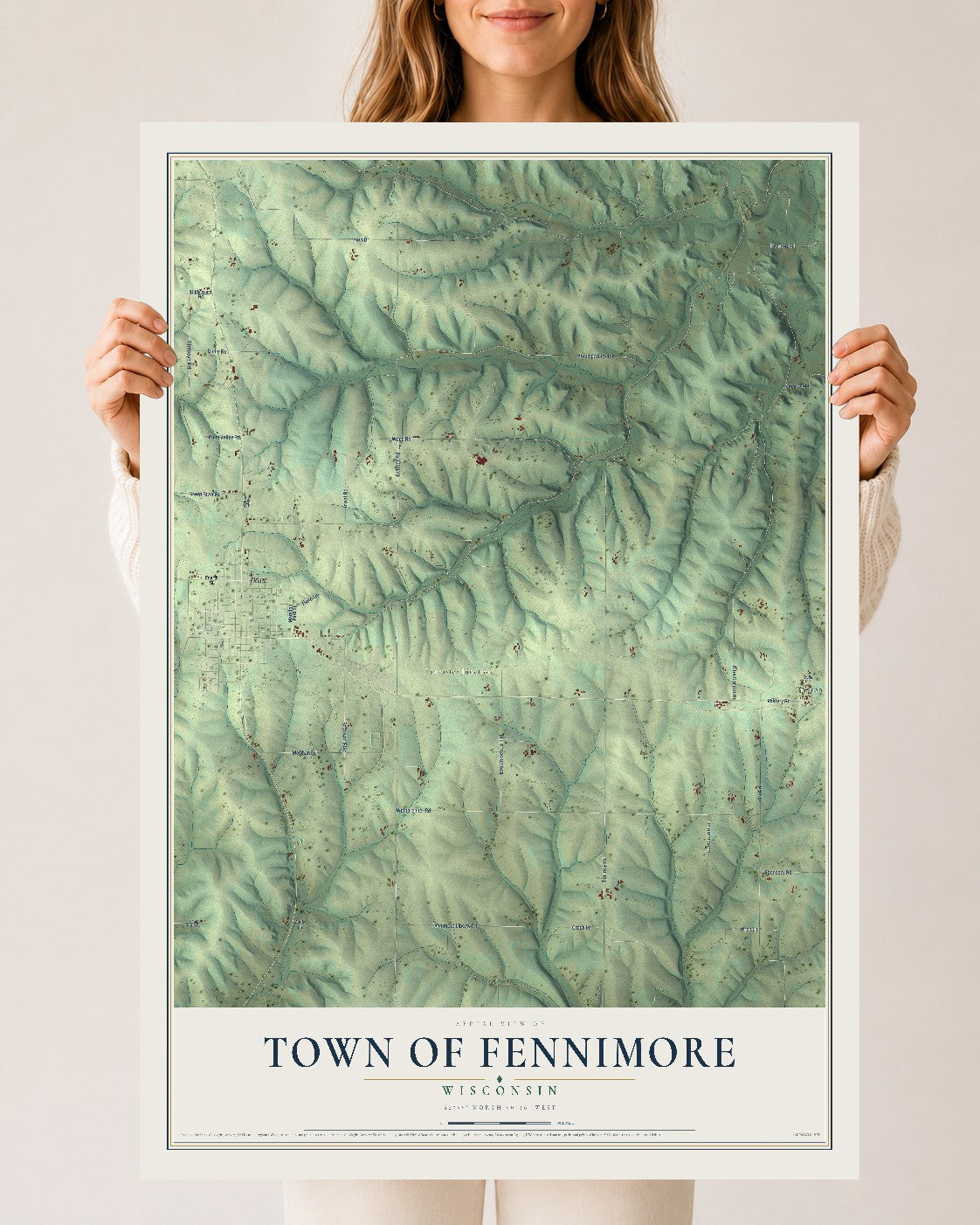 Map of the Town of Fennimore, Wisconsin, 24 x 36 inch unframed archival matte print