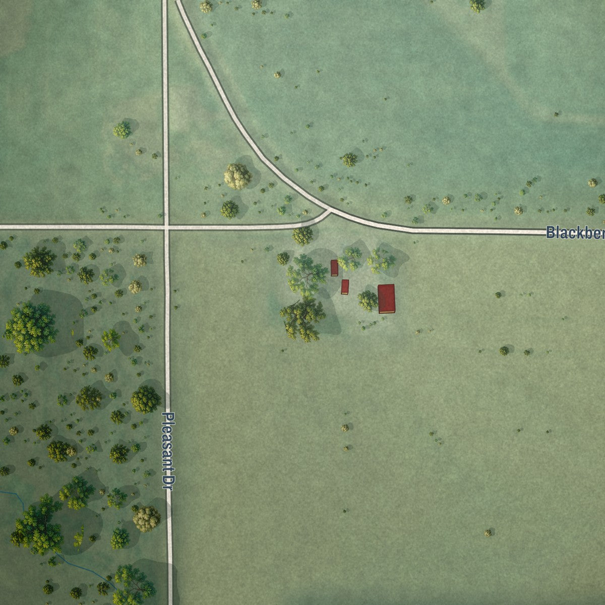 Second close-up of the map of Fenwood, Wisconsin print showing more streets and buildings