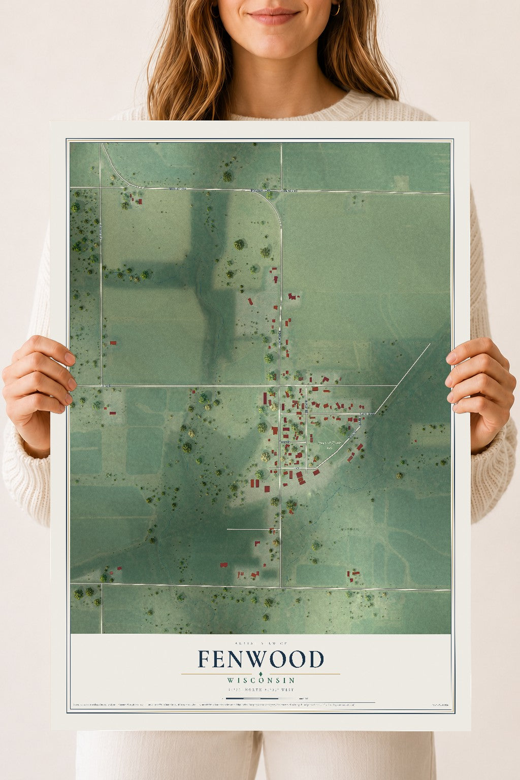 Map of Fenwood, Wisconsin, 18 x 24 inch unframed archival matte print