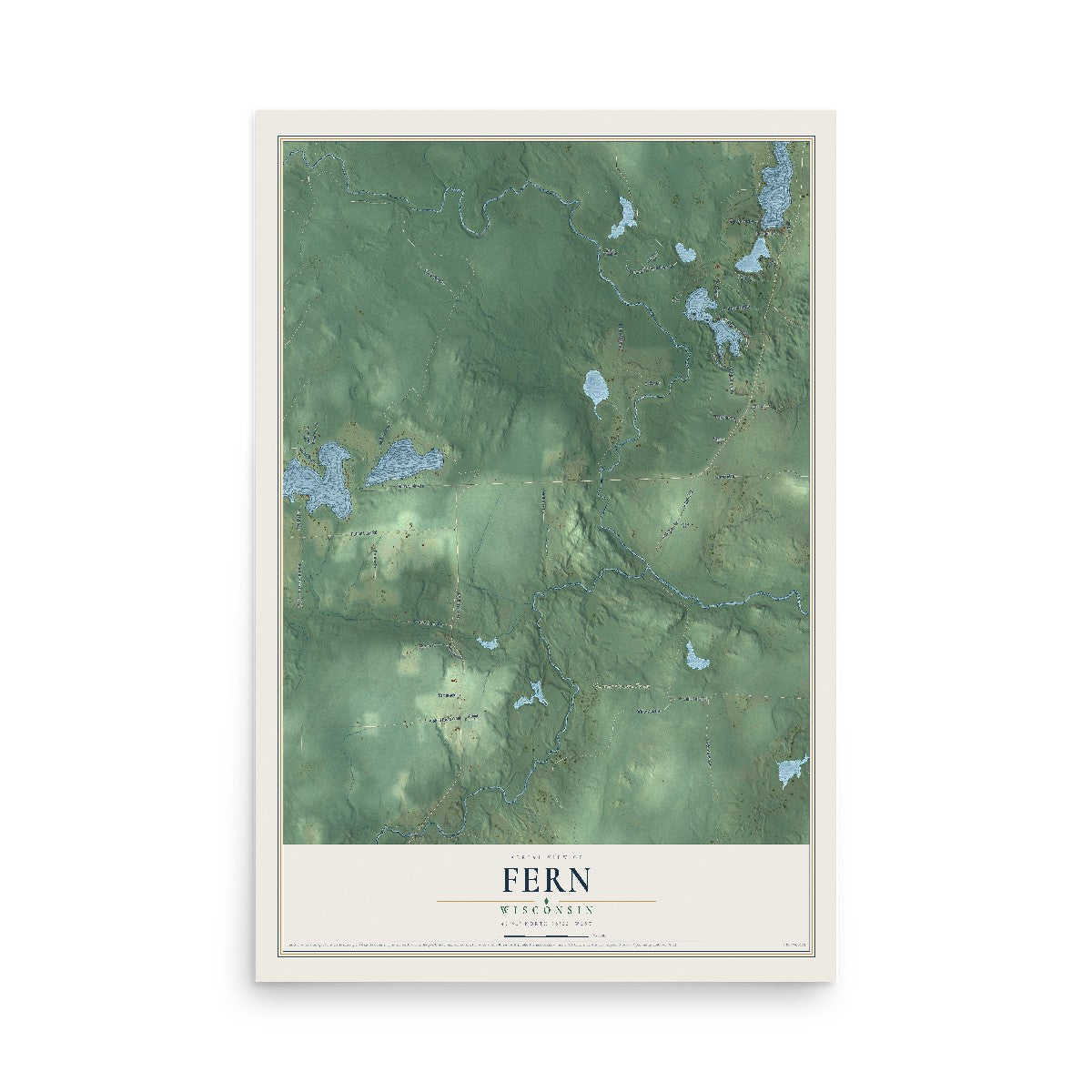 Map of Fern, Wisconsin, 12 x 18 inch unframed archival matte print