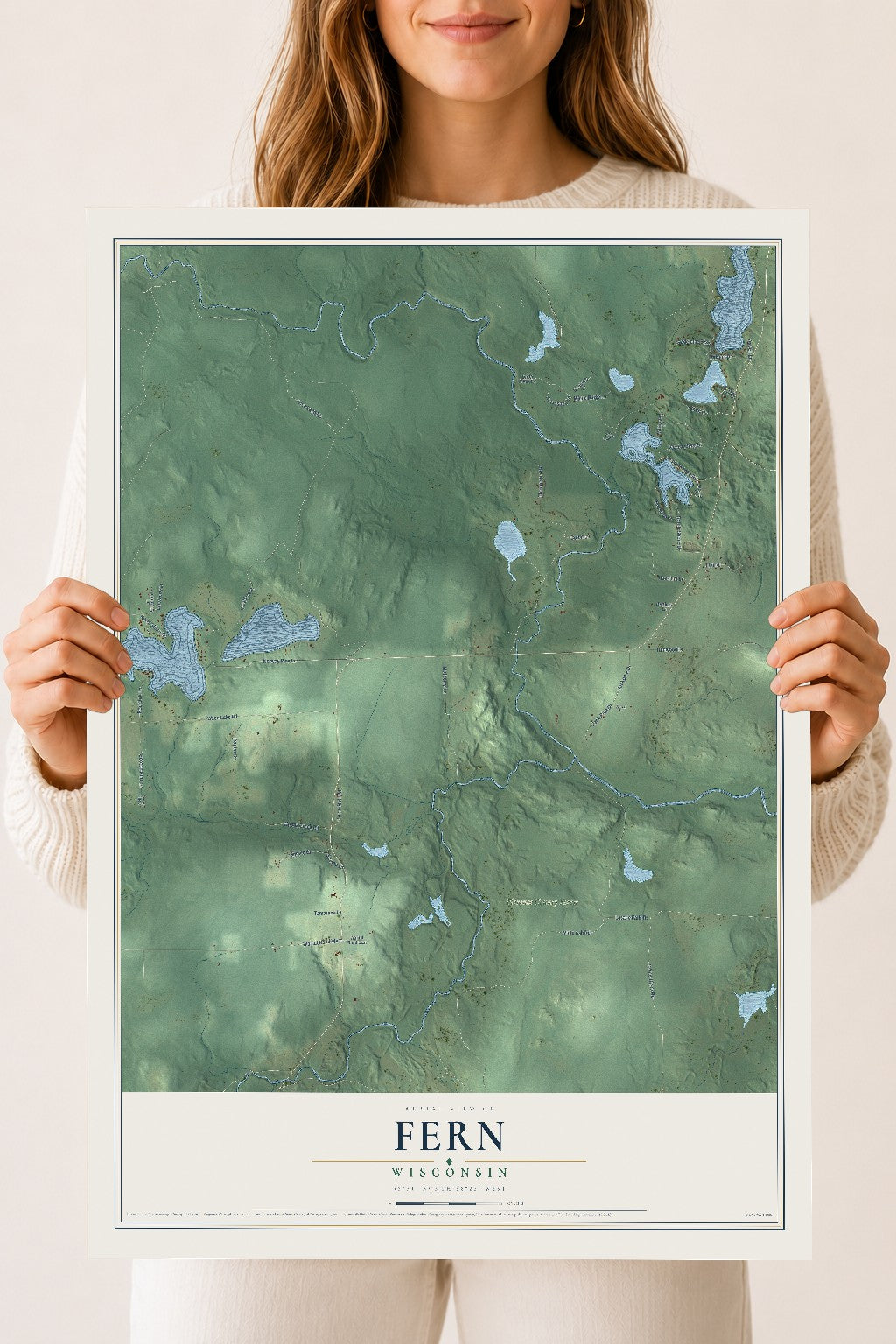 Map of Fern, Wisconsin, 18 x 24 inch unframed archival matte print