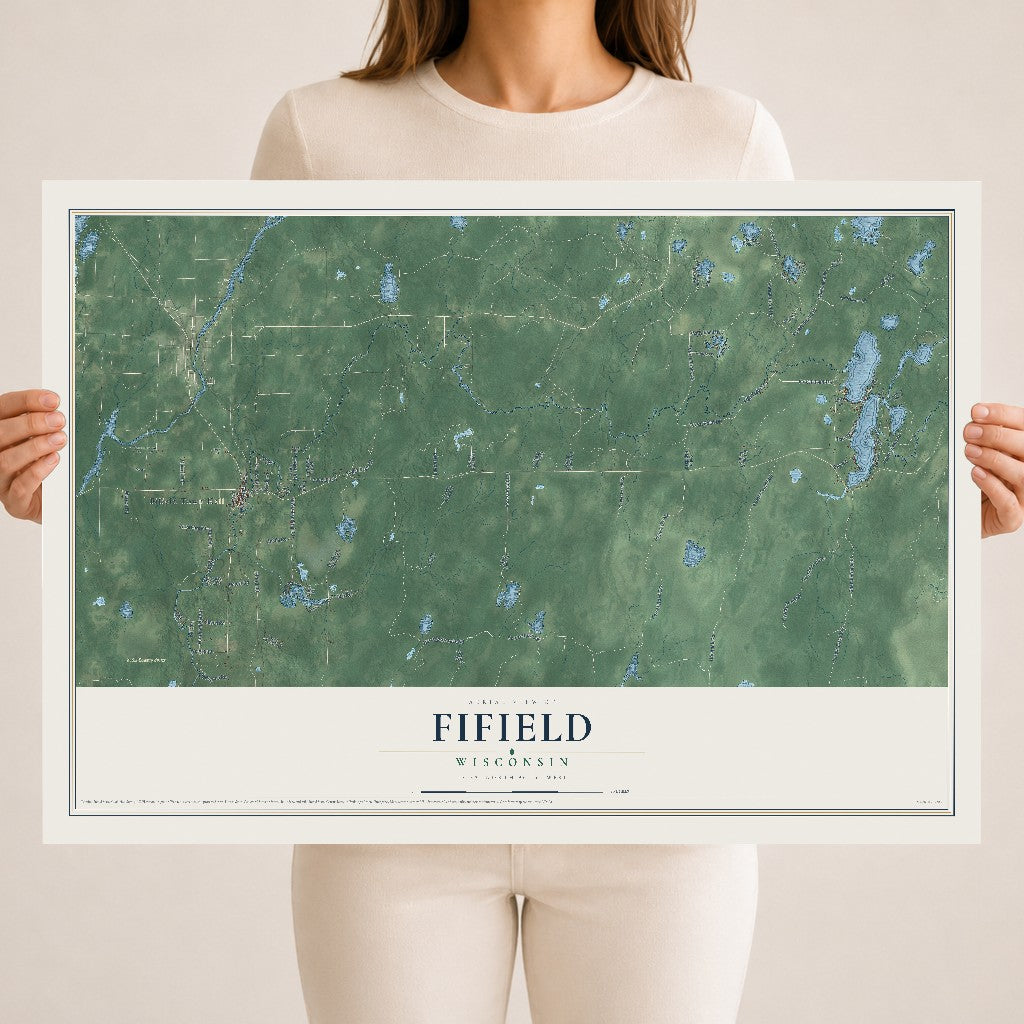 Map of Fifield, Wisconsin, 18 x 24 inch unframed archival matte print