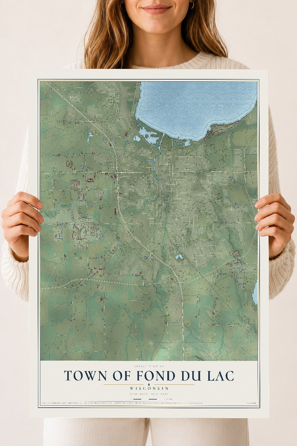 Map of the Town of Fond du Lac, Wisconsin, 18 x 24 inch unframed archival matte print