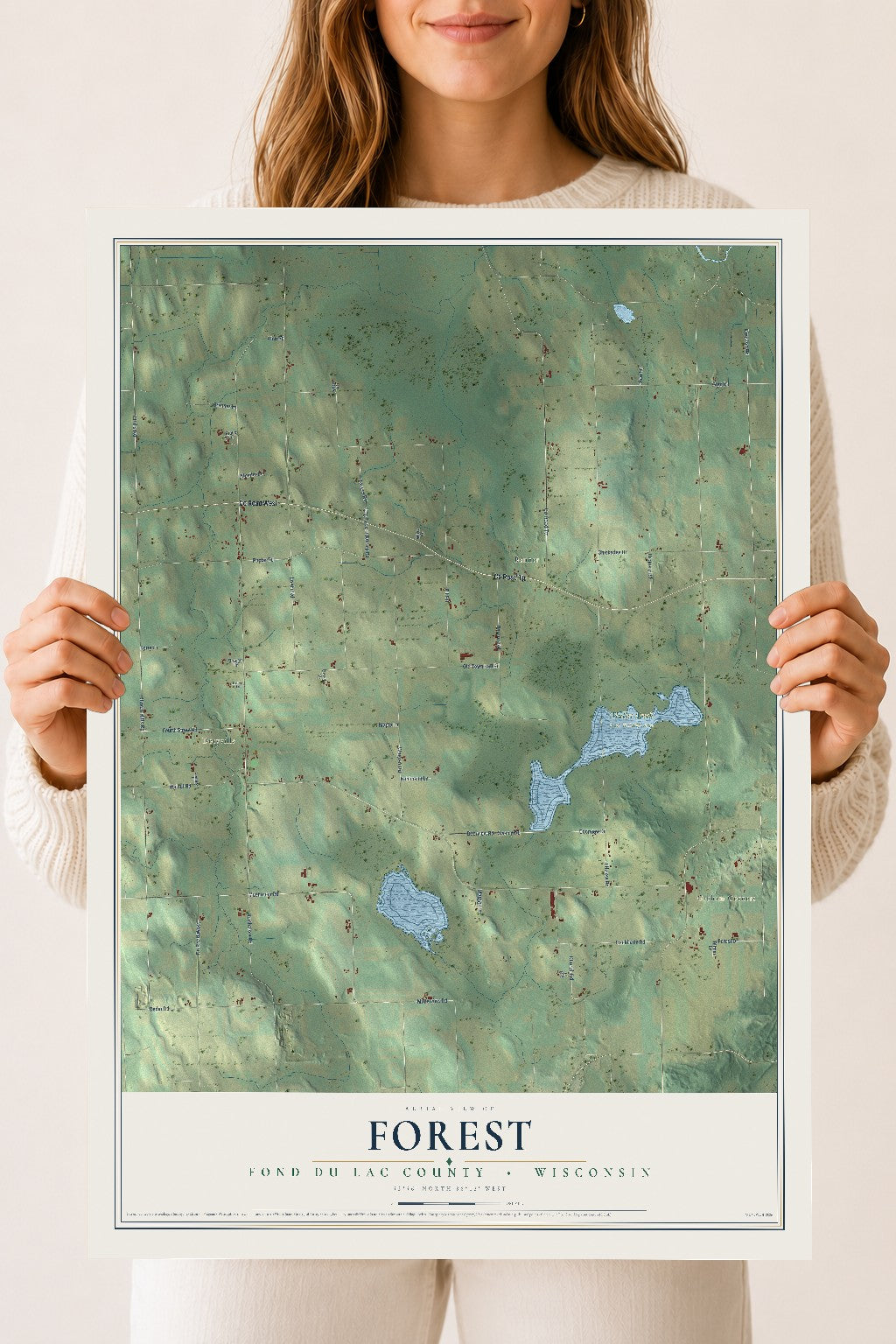 Map of Forest, Fond du Lac County, Wisconsin, 18 x 24 inch unframed archival matte print