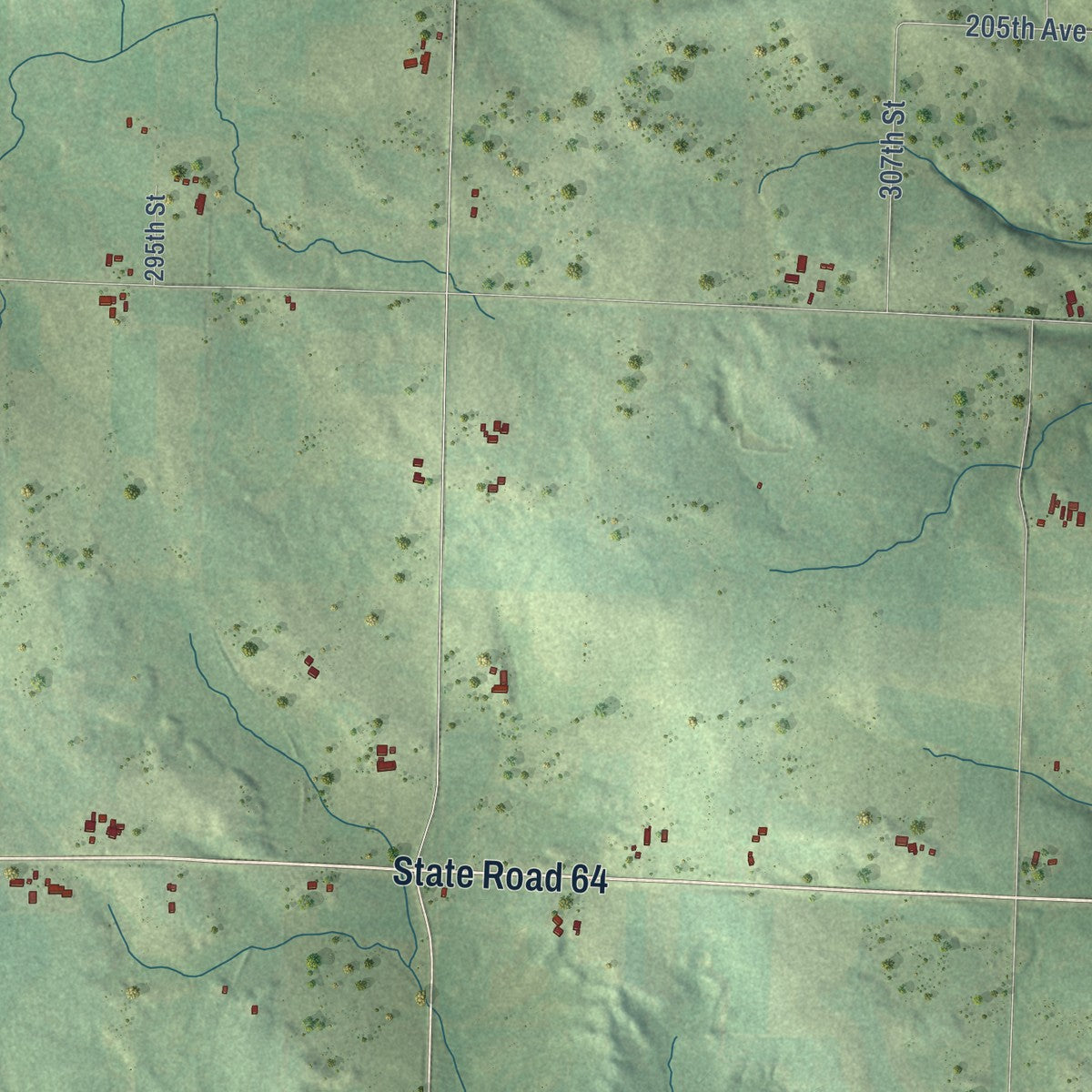 Close-up of the map of Forest, St. Croix County, Wisconsin print showing street and building detail